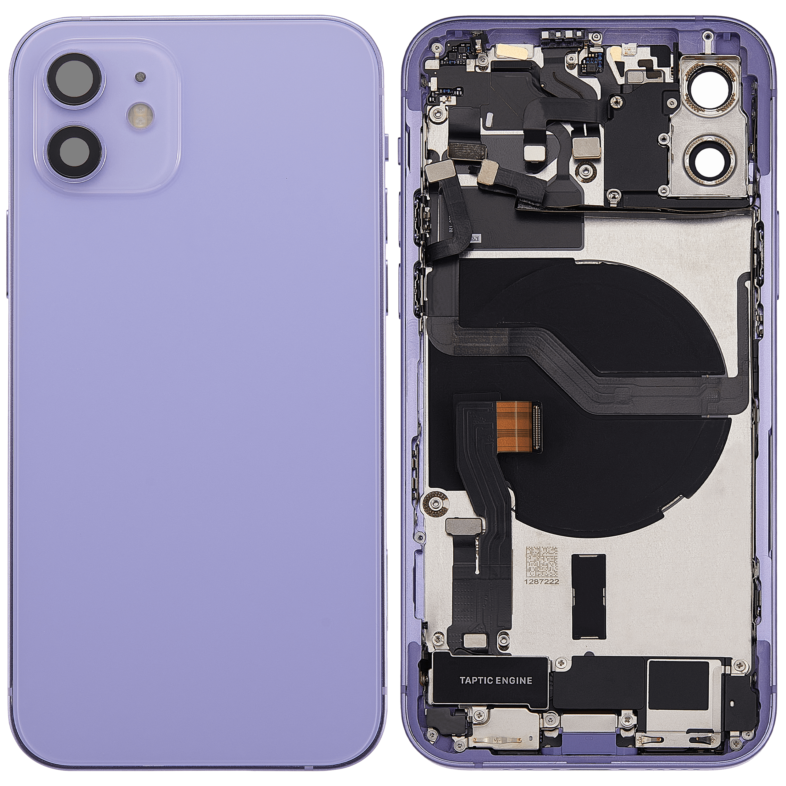 Backcover/Rahmen mit Ladebuchse Flex & Small Parts für iPhone 12 (US-Version) (gebrauchter OEM-Ausbau, Qualität A) (Lila)