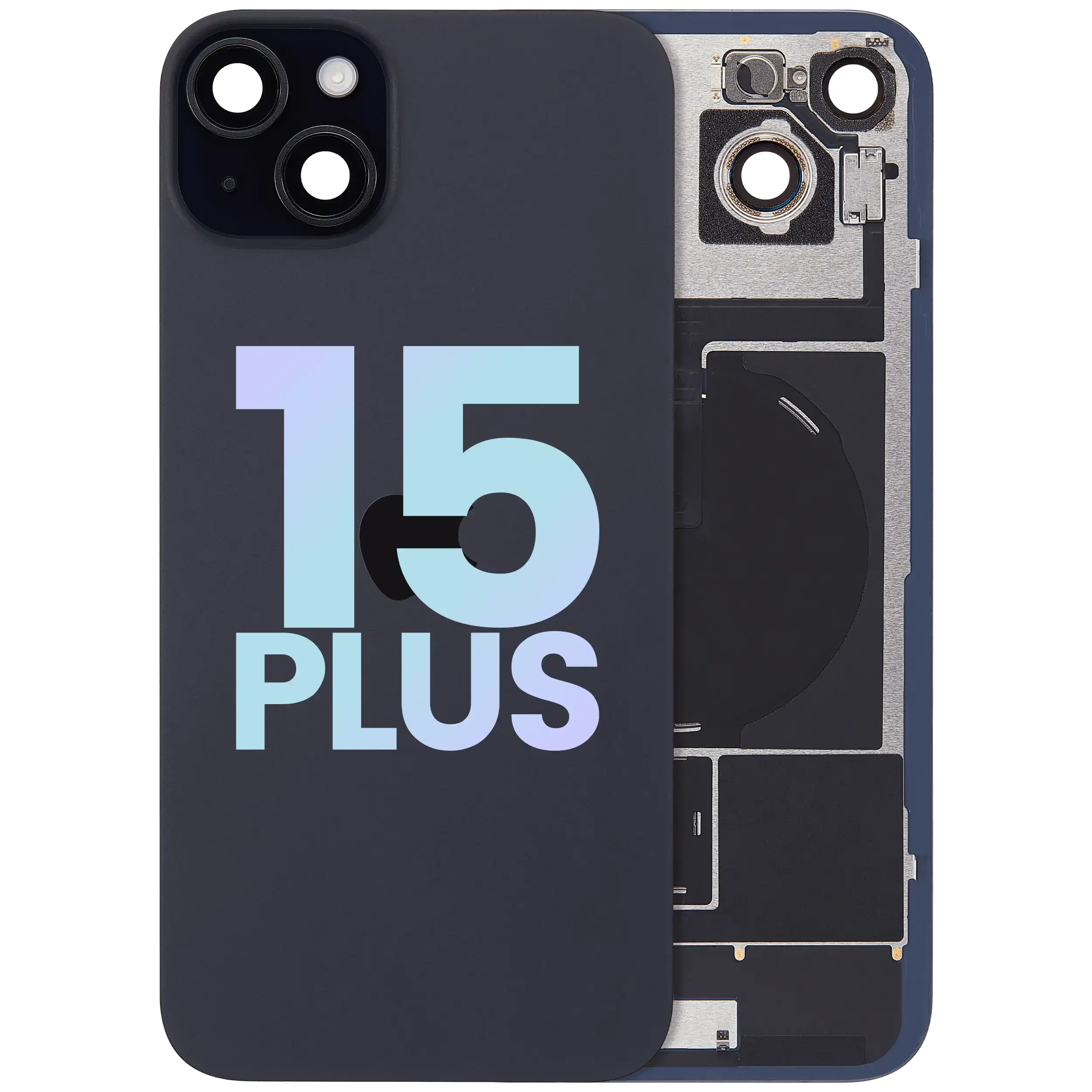 Backcover mit MagSafe Magnet & NFC & Blitz-Flexkabel für iPhone 15 Plus (Service Pack) (Schwarz)