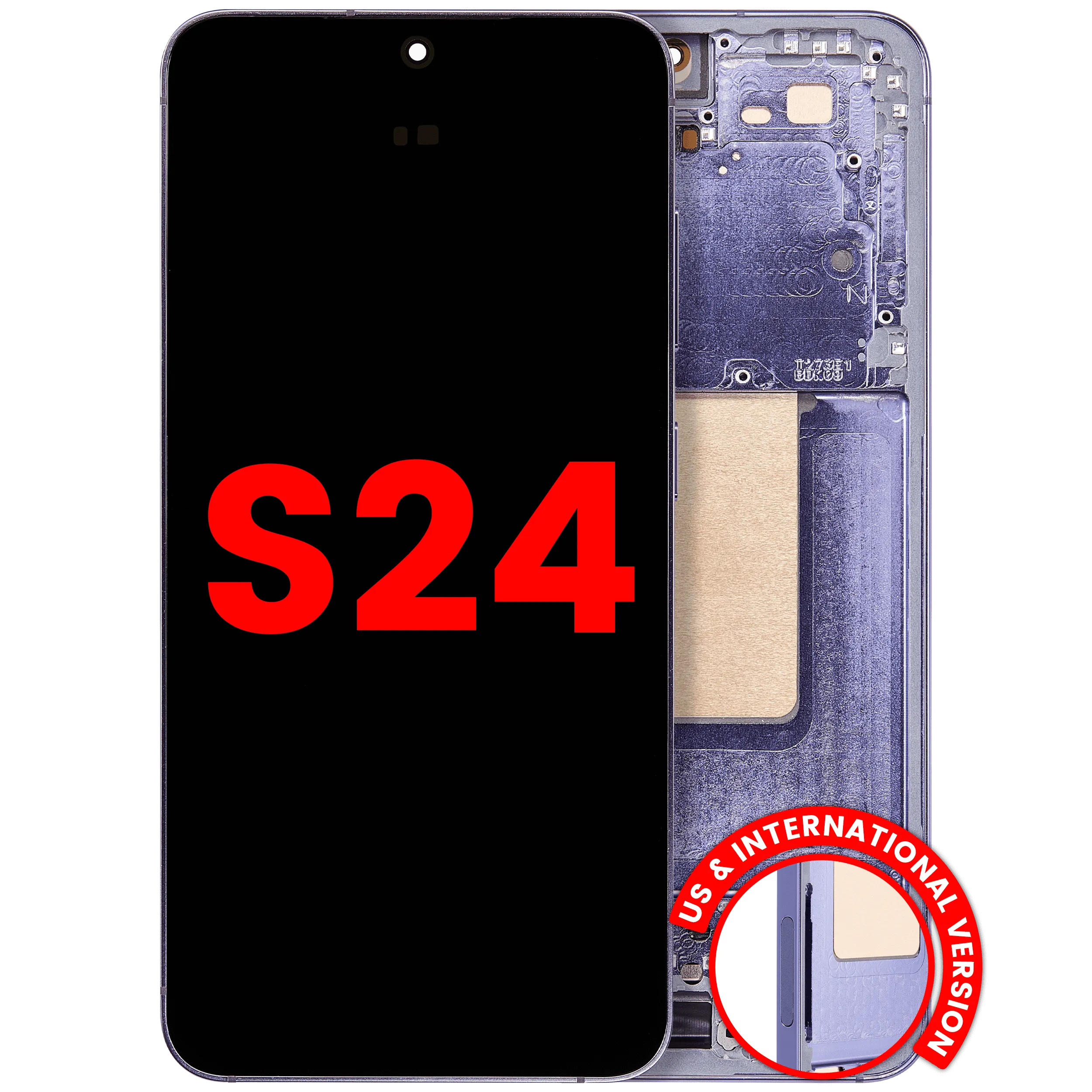 OLED-Display mit Rahmen für Samsung Galaxy S24 5G (US & Internationale Version) (Aftermarket Plus) (Cobalt Violet)
