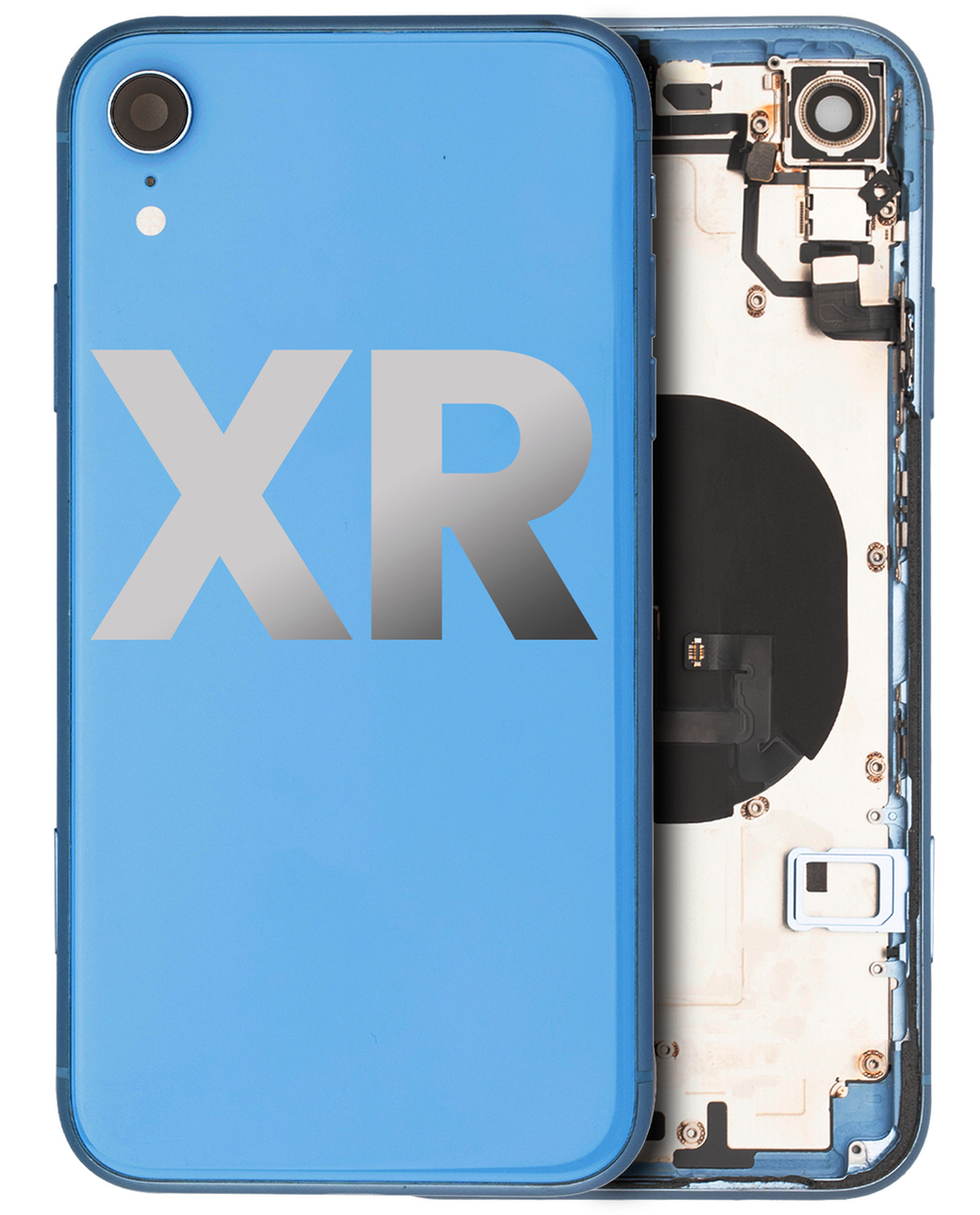 Backcover/Rahmen mit Small Components Pre-Installed für iPhone XR (gebrauchter OEM-Ausbau, Qualität B) (Blau)