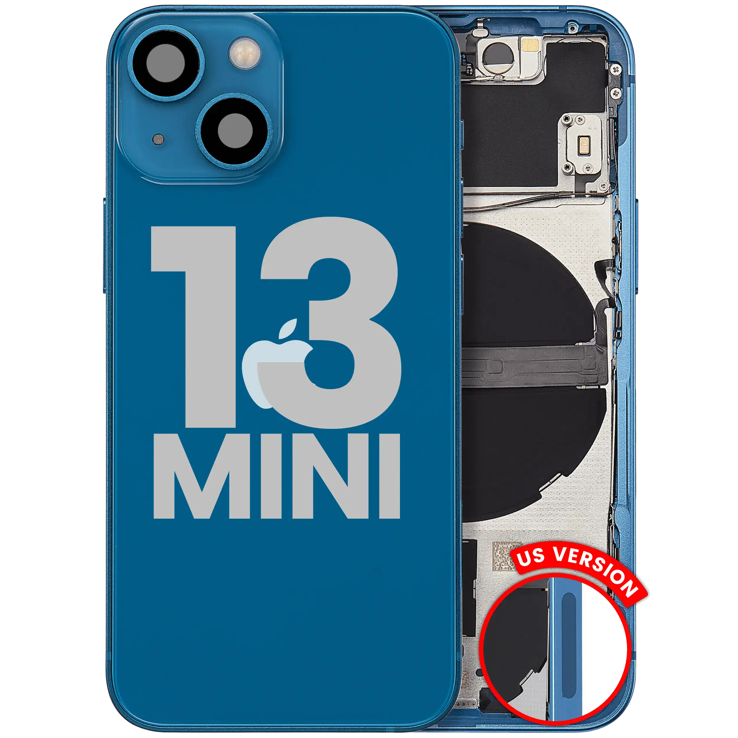Backcover/Rahmen mit Small Parts für iPhone 13 Mini (US-Version) (gebrauchter OEM-Ausbau, Qualität C) (Blau)