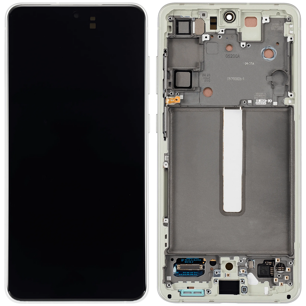 OLED-Display mit Rahmen für Samsung Galaxy S21 FE 5G (US & Internationale Version) (Aftermarket Plus) (120Hz) (Olive Green)
