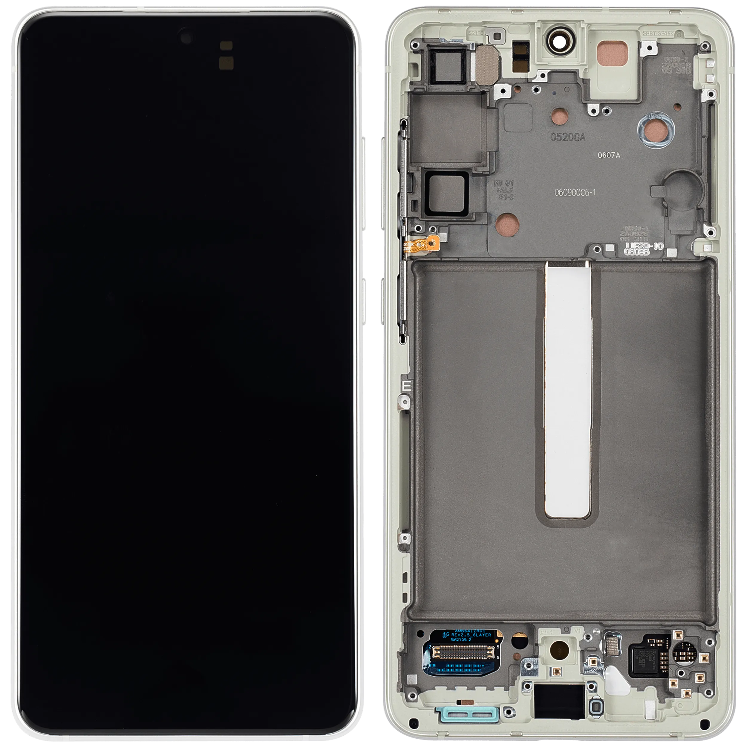 OLED-Display mit Rahmen für Samsung Galaxy S21 FE 5G (US & Internationale Version) (Aftermarket Plus) (120Hz) (Olive Green)