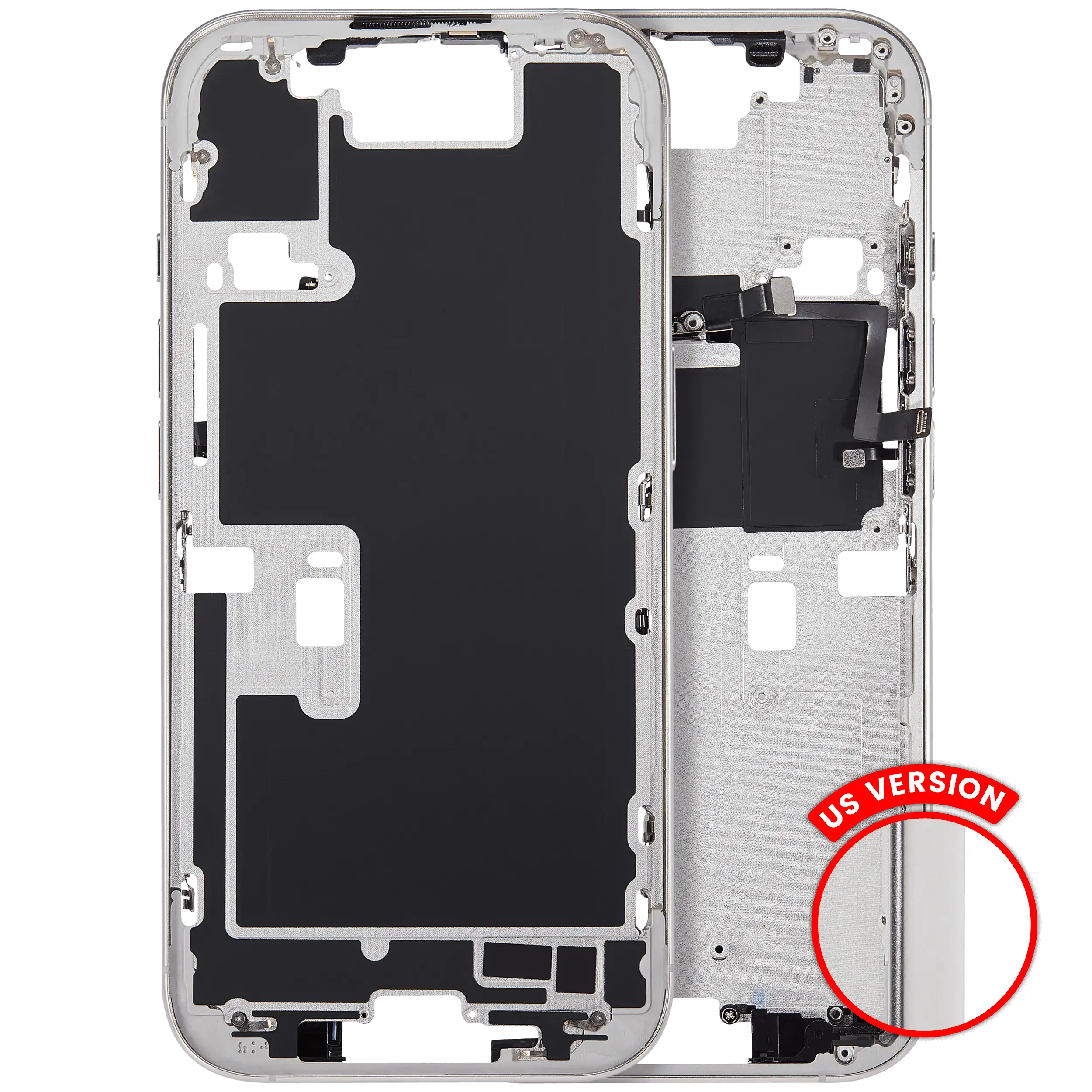 Midframe/Rahmen mit Power And Volume Button für iPhone 16 Pro (US-Version) (Aftermarket Plus) (Weiß Titanium)