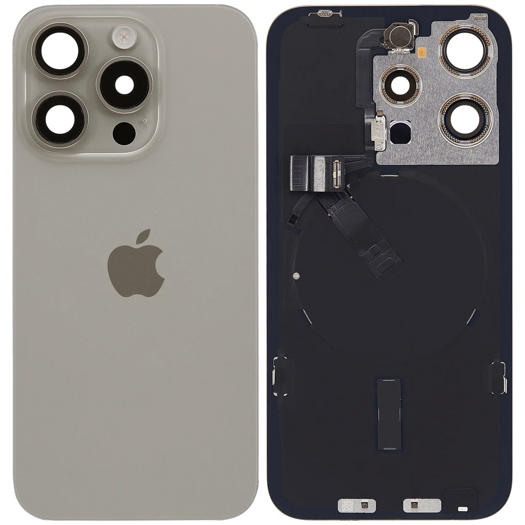Back Cover with MagSafe Magnet, NFC, and Flash Flex Cable for iPhone 15 Pro (Original OEM) (UK/EU Version) (Natural Titanium)