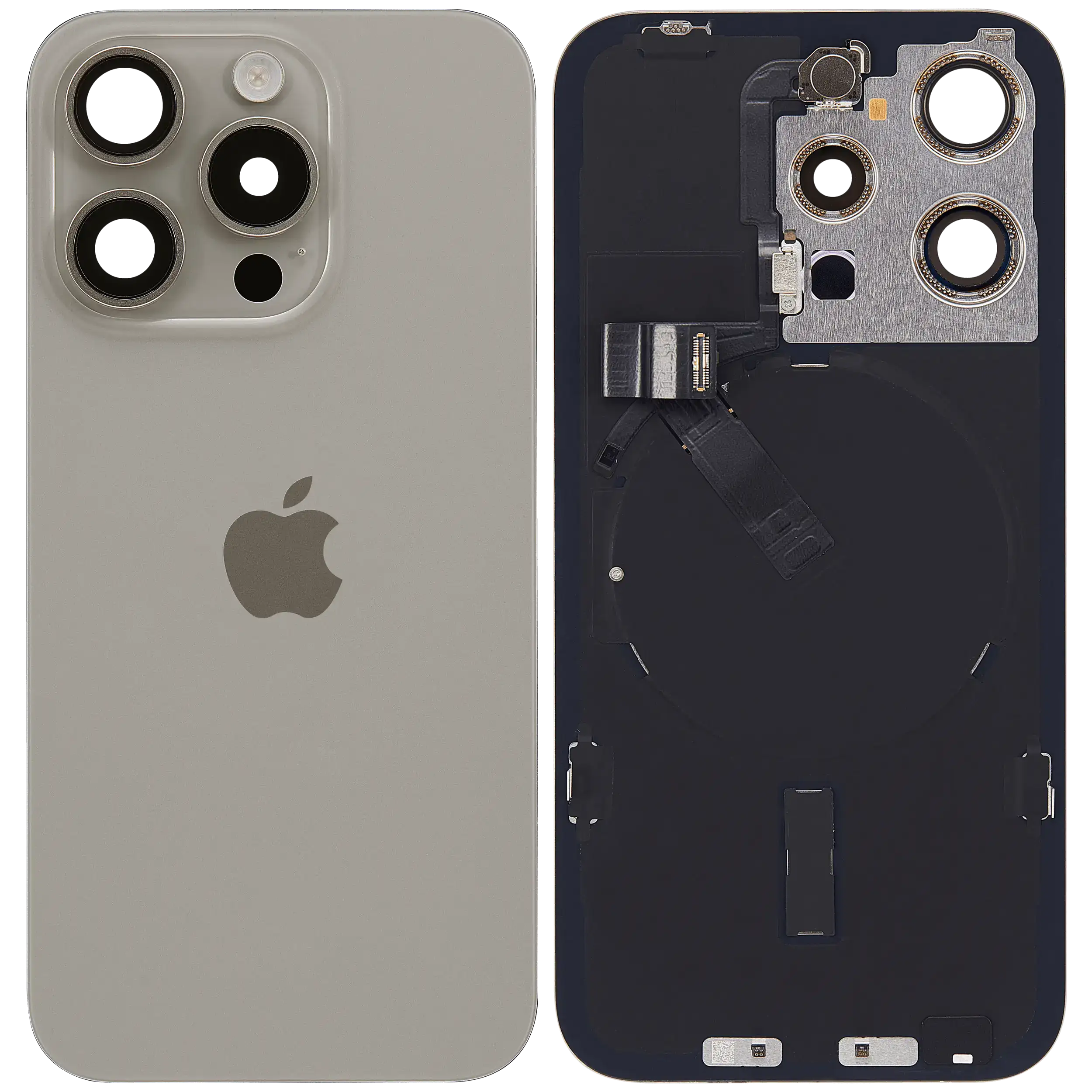 Back Cover with MagSafe Magnet, NFC, and Flash Flex Cable for iPhone 15 Pro (Original OEM) (UK/EU Version) (Natural Titanium)