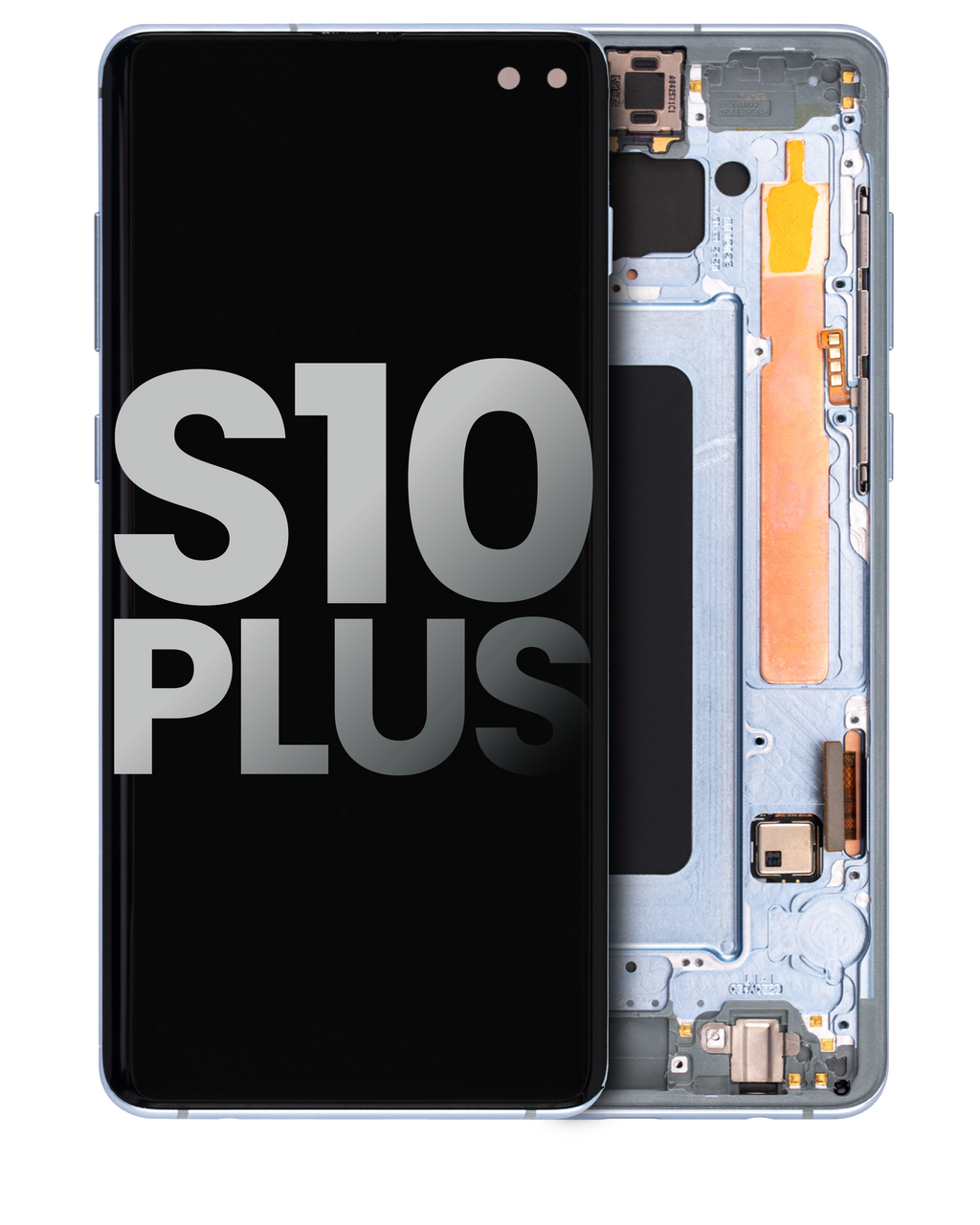 OLED-Display mit Rahmen für Samsung Galaxy S10 Plus (gebrauchter OEM-Ausbau, Qualität B/C) (Prism Blue)