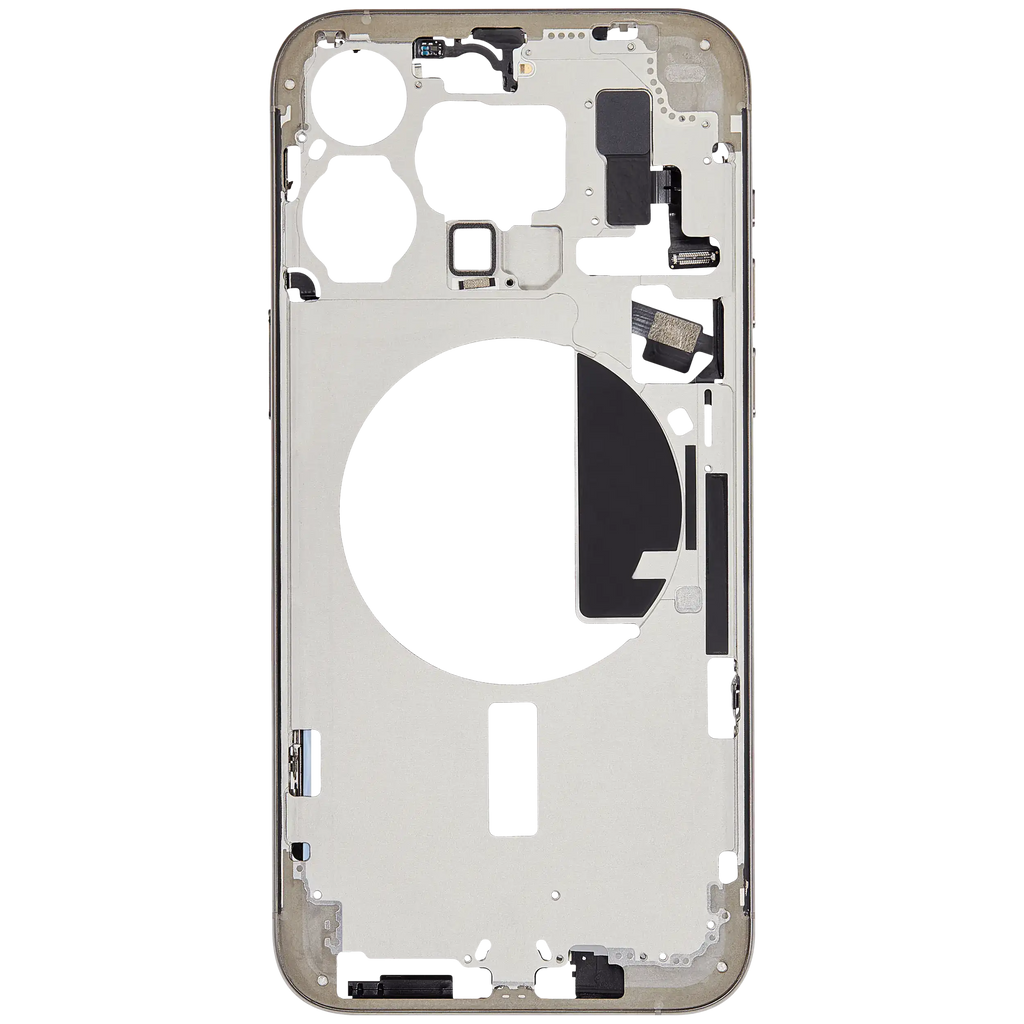 Midframe/Rahmen mit Small Parts für iPhone 15 Pro Max (EU / Global Version) (gebrauchter OEM-Ausbau, Qualität B) (Natural Titanium)