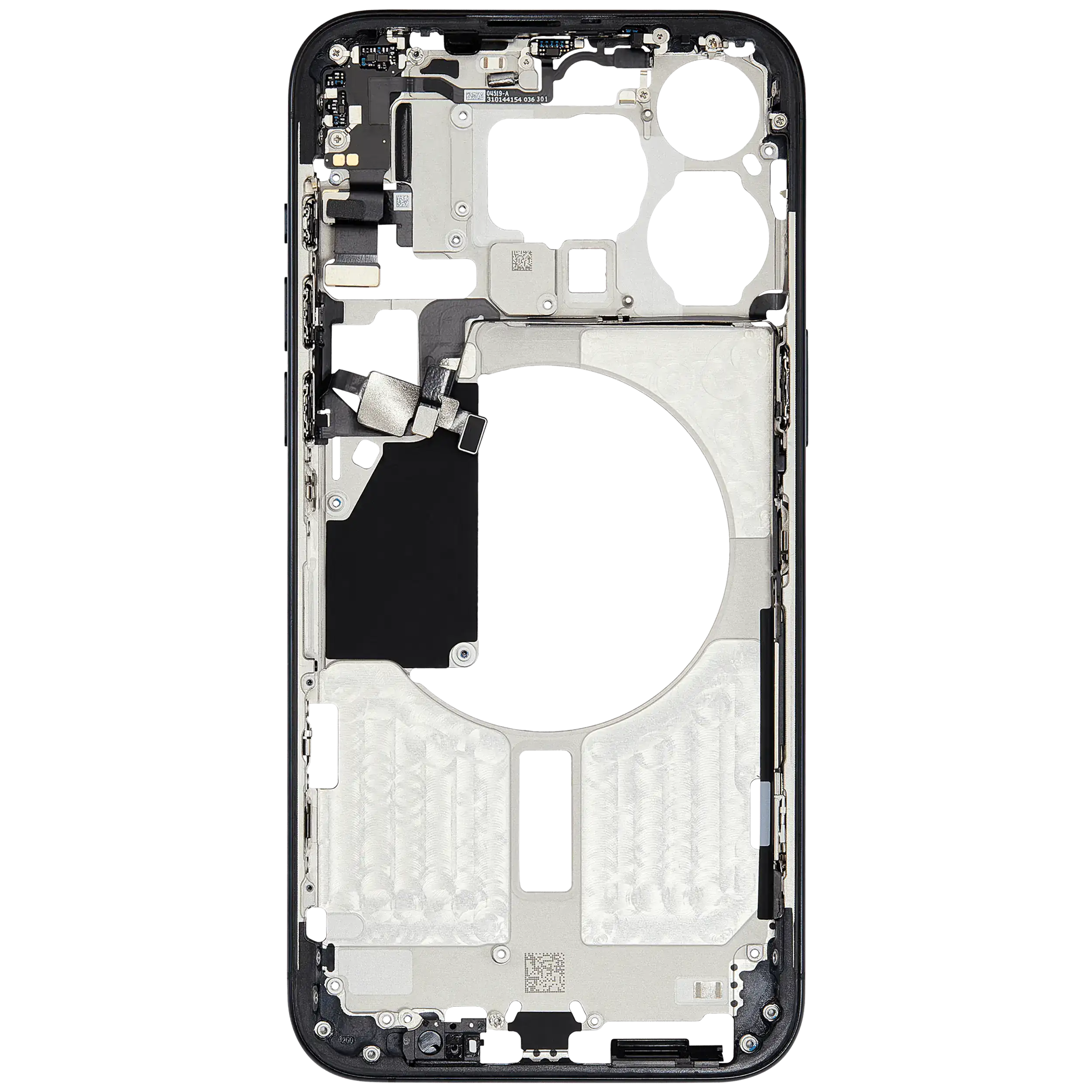 Midframe/Rahmen mit Small Parts für iPhone 15 Pro Max (EU / Global Version) (gebrauchter OEM-Ausbau, Qualität B) (Blau Titanium)