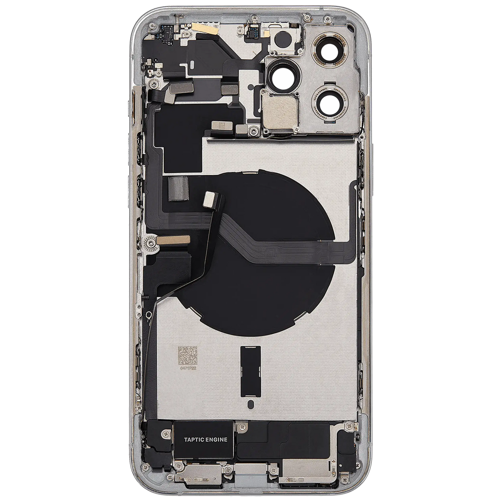 Backcover/Rahmen mit Ladebuchse Flex & Small Parts für iPhone 12 Pro Max (EU / Global Version) (gebrauchter OEM-Ausbau, Qualität B) (Silber)