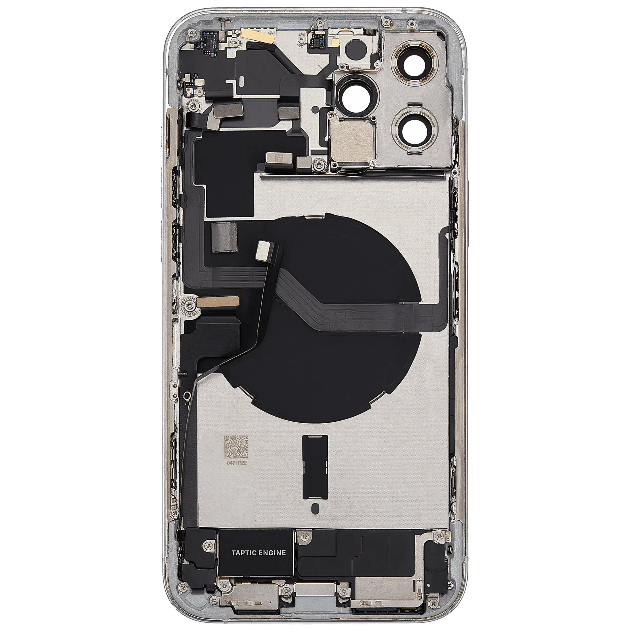 Backcover/Rahmen mit Ladebuchse Flex & Small Parts für iPhone 12 Pro Max (EU / Global Version) (gebrauchter OEM-Ausbau, Qualität B) (Silber)