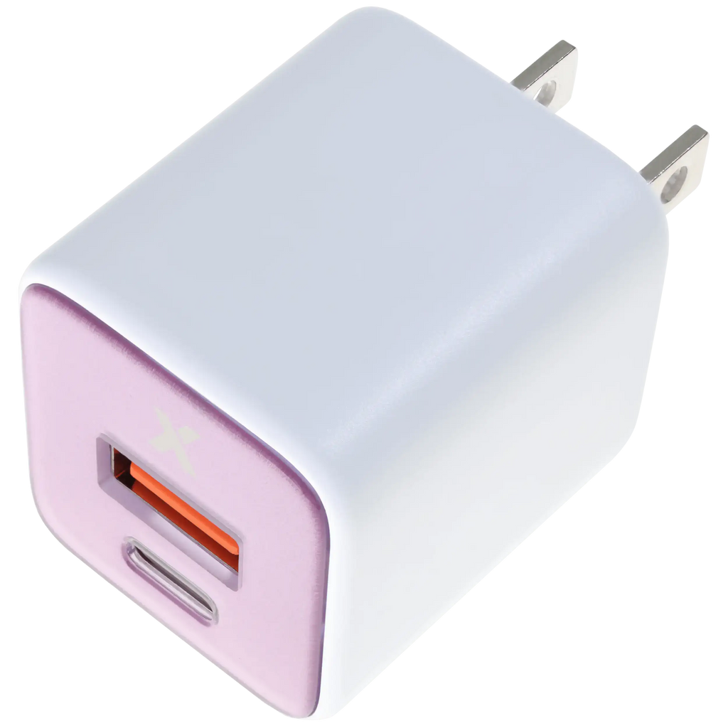 AmpSentrix Pro 30W 2-in-1 USB-C / USB-A GaN Wall Adapter (Pink)