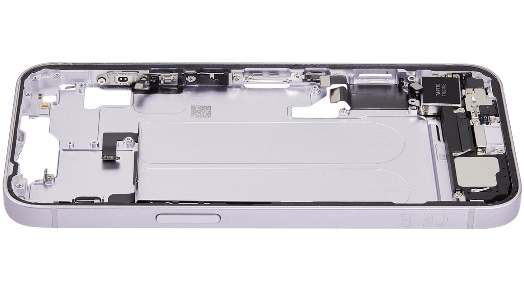 Midframe/Frame with Charging Port Flex and Small Parts for iPhone 14 (EU/Global Version) (Used OEM Part, Grade A) (Purple)