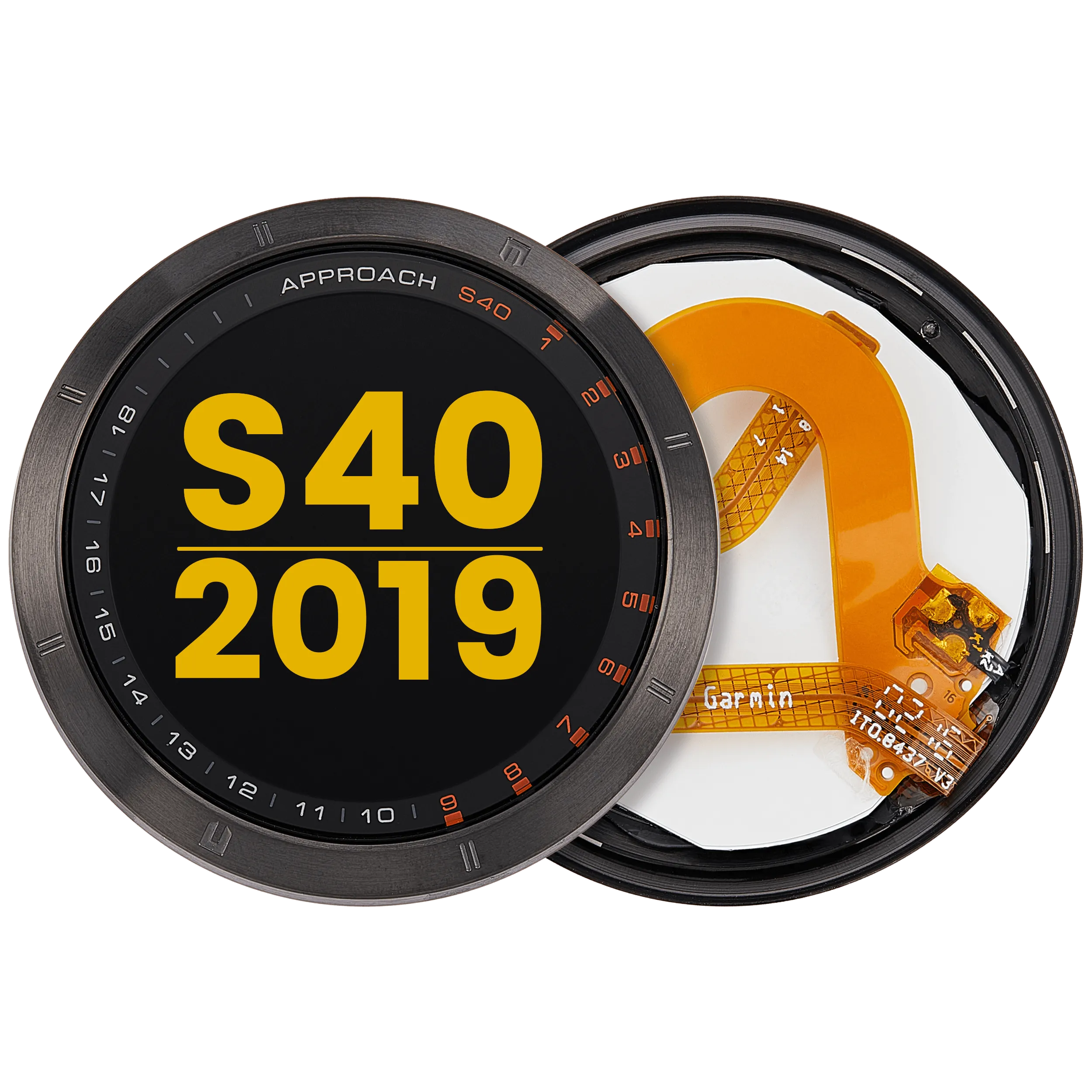 LCD-Display mit Rahmen für Garmin Approach S40 (2019) (Premium) (Schwarz)