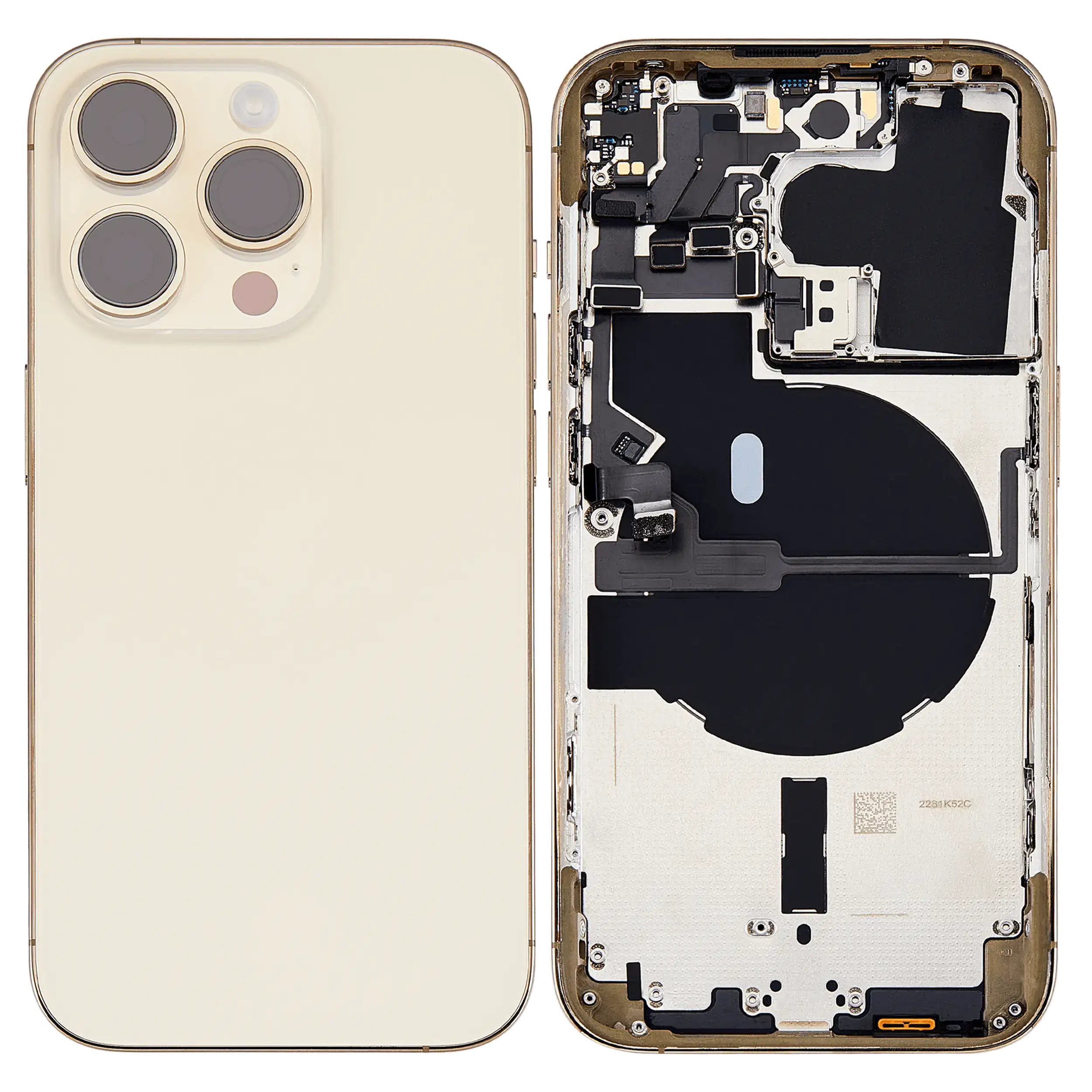 Backcover/Rahmen mit Small Parts für iPhone 14 Pro (EU / Global Version) (gebrauchter OEM-Ausbau, Qualität C) (Gold)