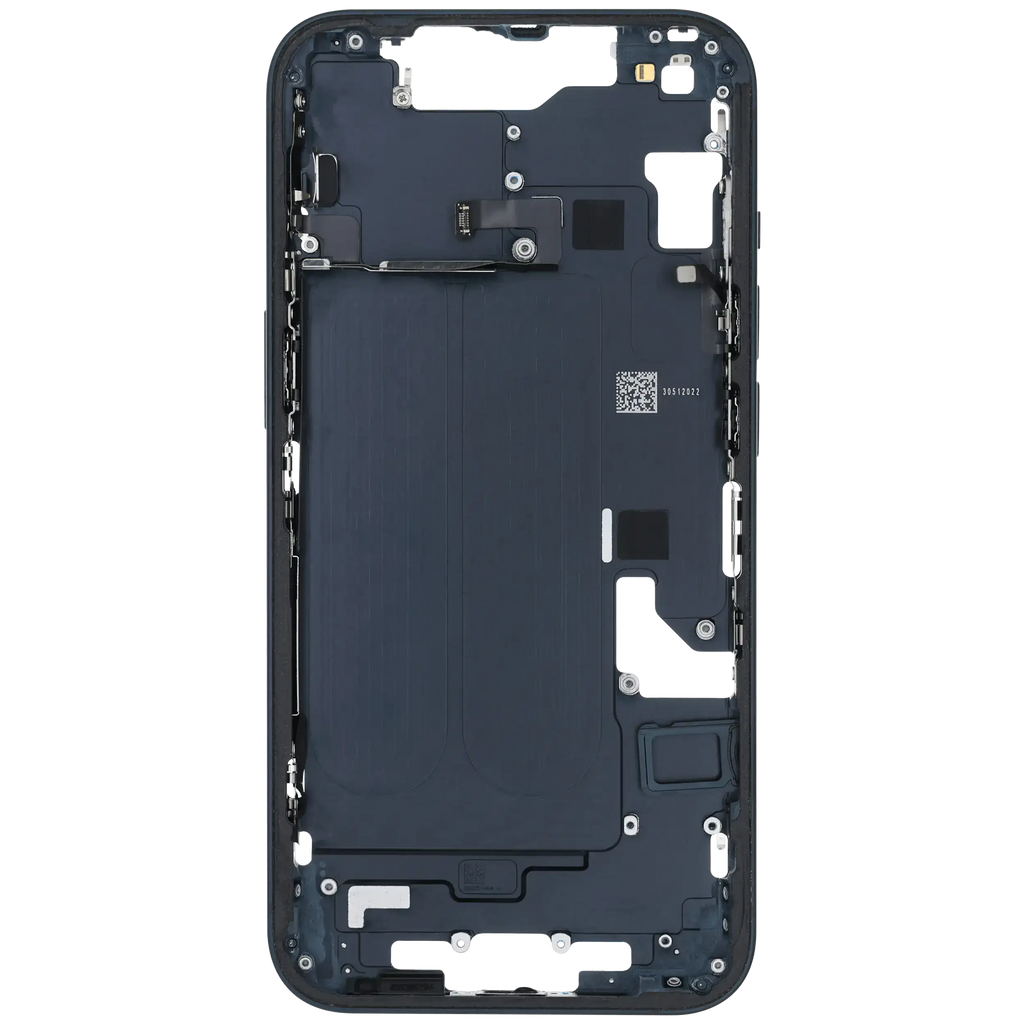 Midframe/Rahmen mit Small Parts für iPhone 14 (EU / Global Version) (gebrauchter OEM-Ausbau, Qualität C) (Midnight)