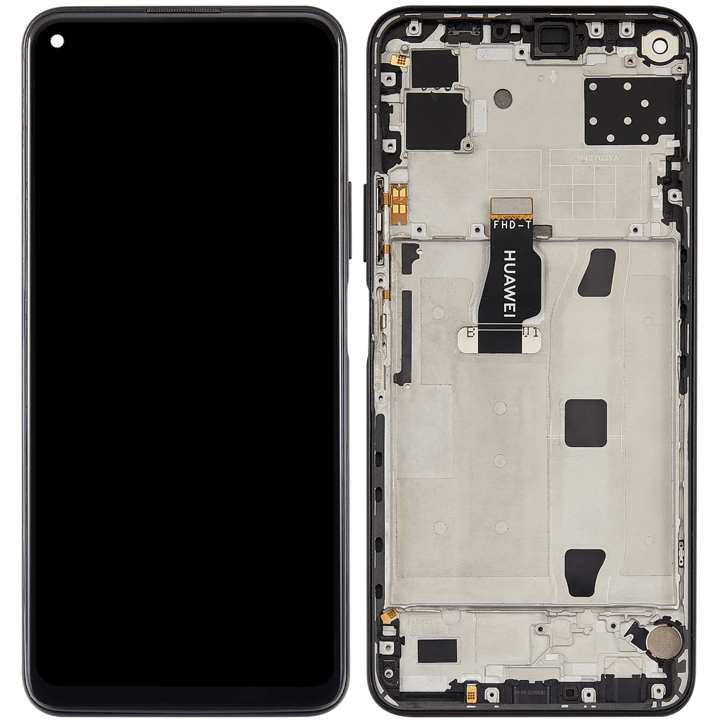 LCD-Display mit Rahmen für Huawei Nova 7 SE (2020) (Refurbished) (Schwarz)