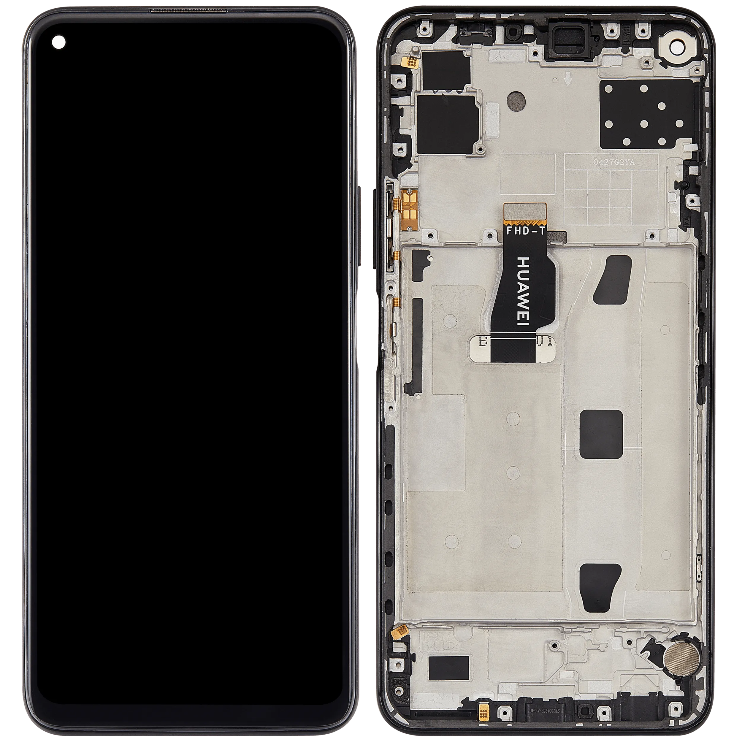 LCD-Display mit Rahmen für Huawei Nova 7 SE (2020) (Refurbished) (Schwarz)