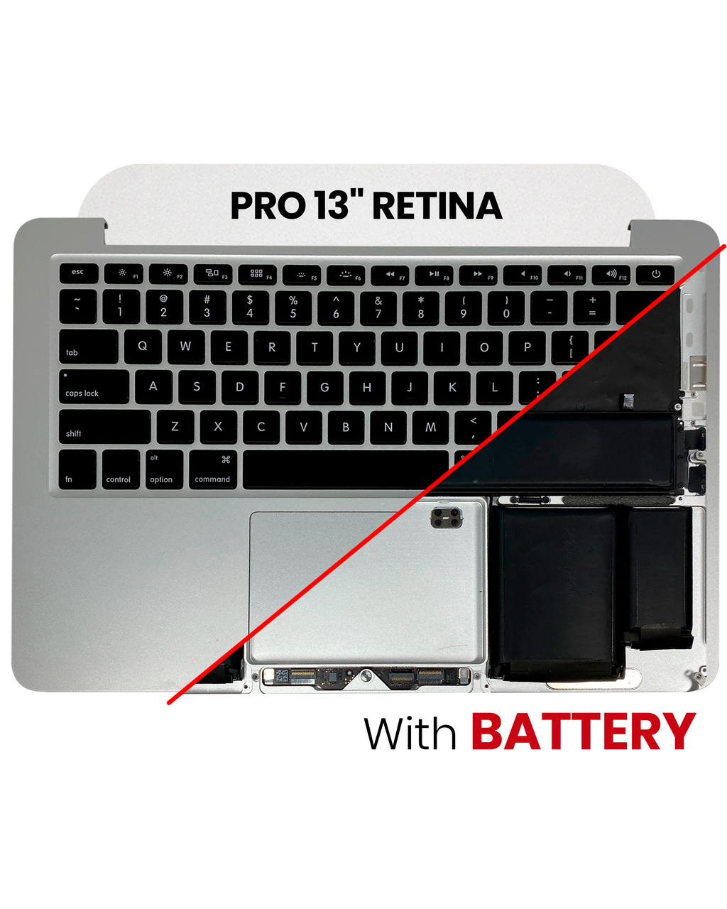 Top Case mit Akku and Keyboard (ANSI US) für MacBook Pro 13" A1425 (2012-2013) (gebrauchter OEM-Ausbau, Qualität B/C)