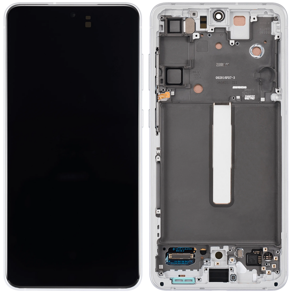 OLED-Display mit Rahmen für Samsung Galaxy S21 FE 5G (US & Internationale Version) (Aftermarket Plus) (120Hz) (Weiß)