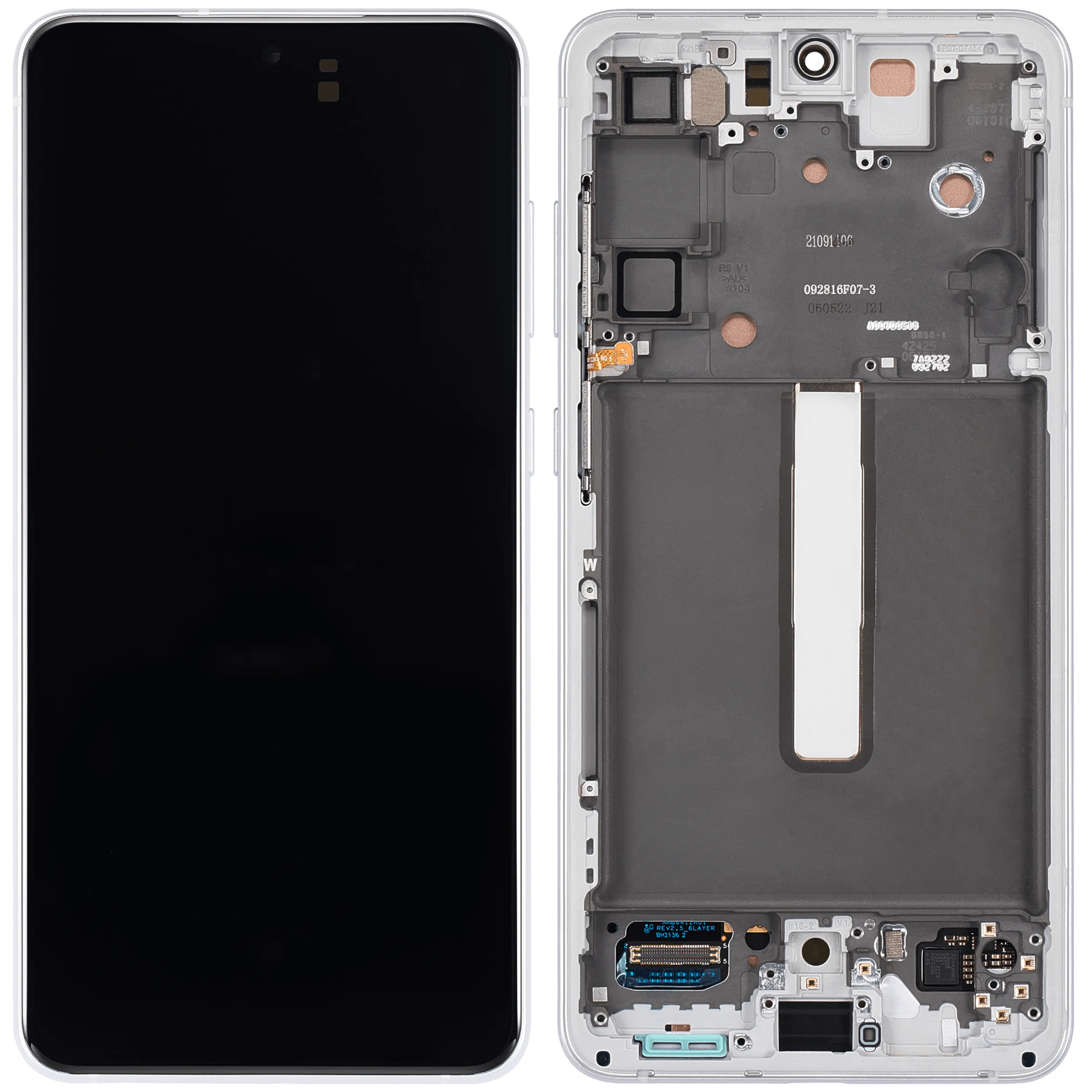 OLED-Display mit Rahmen für Samsung Galaxy S21 FE 5G (US & Internationale Version) (Aftermarket Plus) (120Hz) (Weiß)