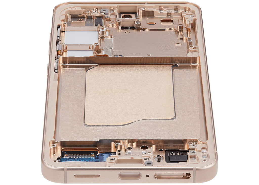 OLED-Display mit Rahmen für Samsung Galaxy S25 5G (US & International) (Aftermarket Plus) (Pink Gold)