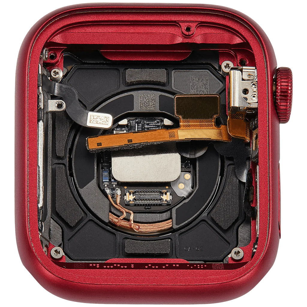 Backcover/Rahmen Compatible für Watch Series 7 (41MM) (gebrauchter OEM-Ausbau, Qualität A) (GPS Version) (Aluminum / Red)