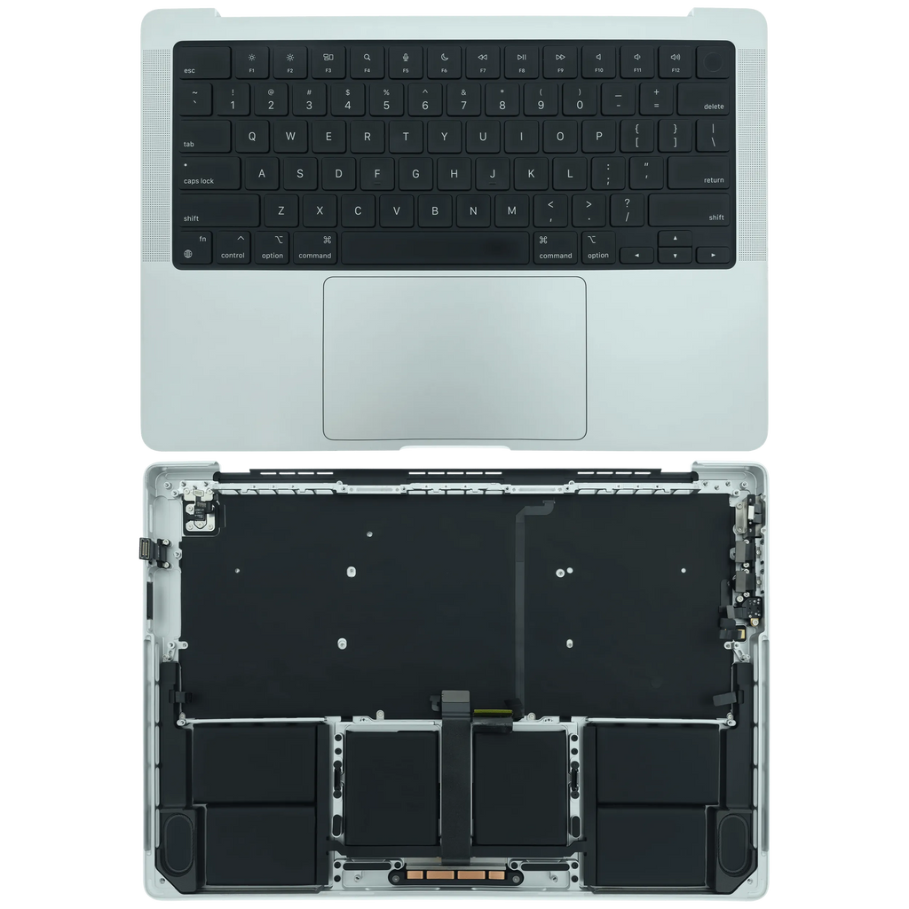 Top Case mit Akku and Keyboard (ANSI US) für MacBook Pro 14" A2442 (2021) / A2779 (2023) (gebrauchter OEM-Ausbau, Qualität A) (Silber)