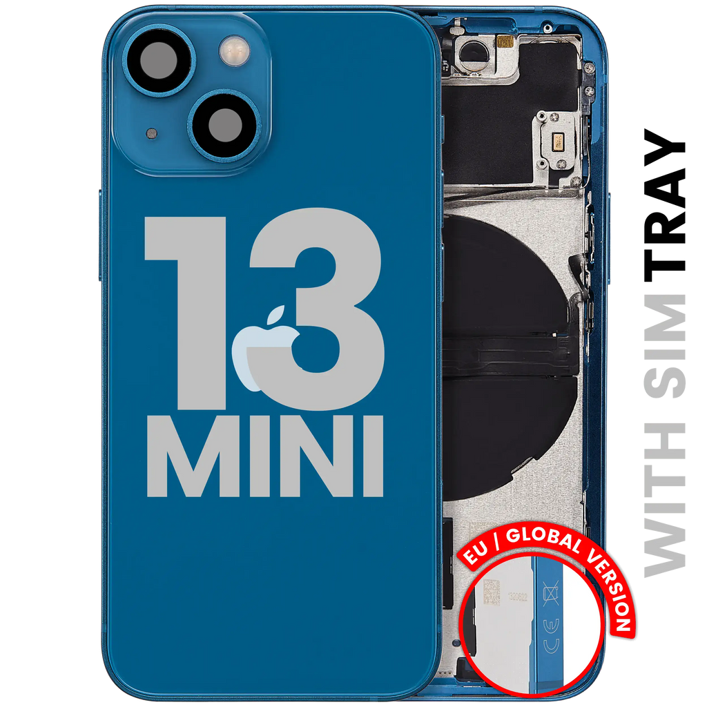 Backcover/Rahmen mit Small Parts für iPhone 13 Mini (EU / Global Version) (gebrauchter OEM-Ausbau, Qualität A) (Blau)