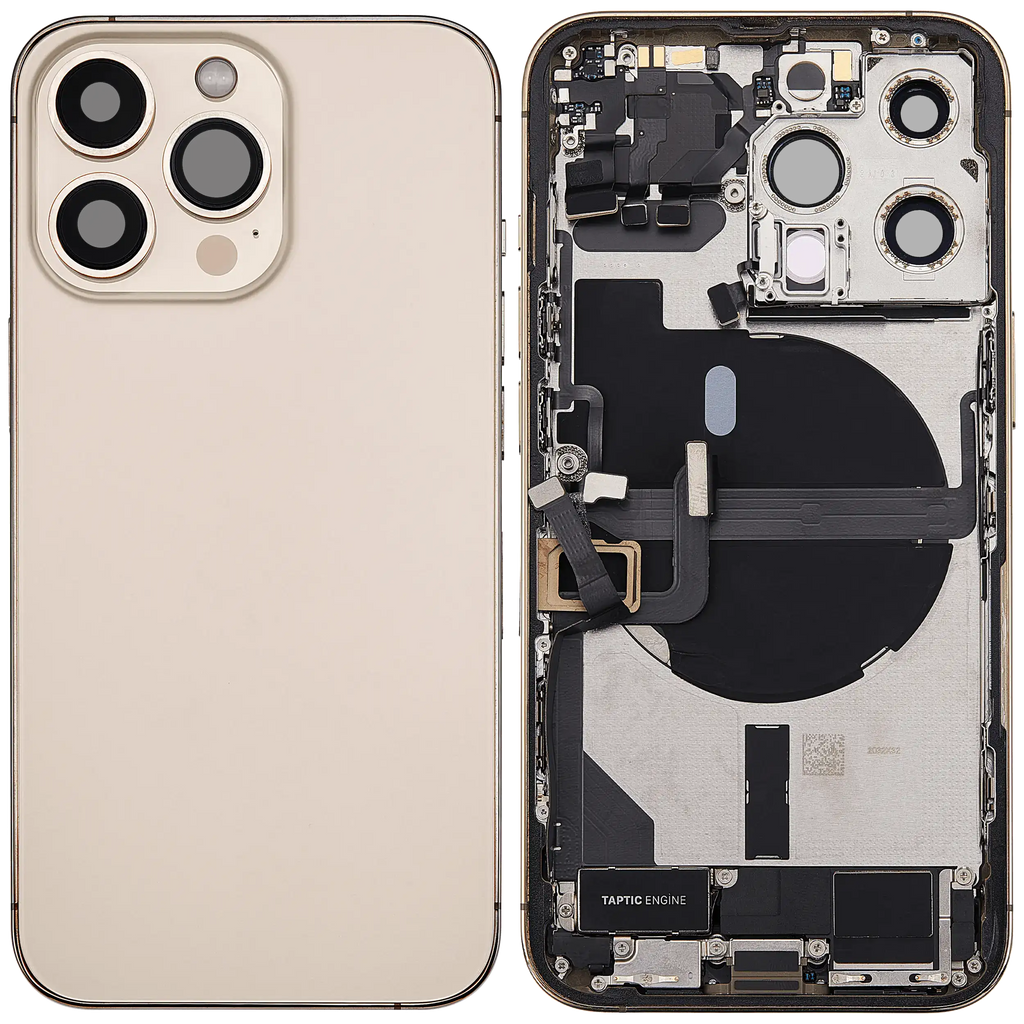 Backcover/Rahmen mit Ladebuchse Flex & Small Parts für iPhone 13 Pro (EU / Global Version) (gebrauchter OEM-Ausbau, Qualität A) (Gold)