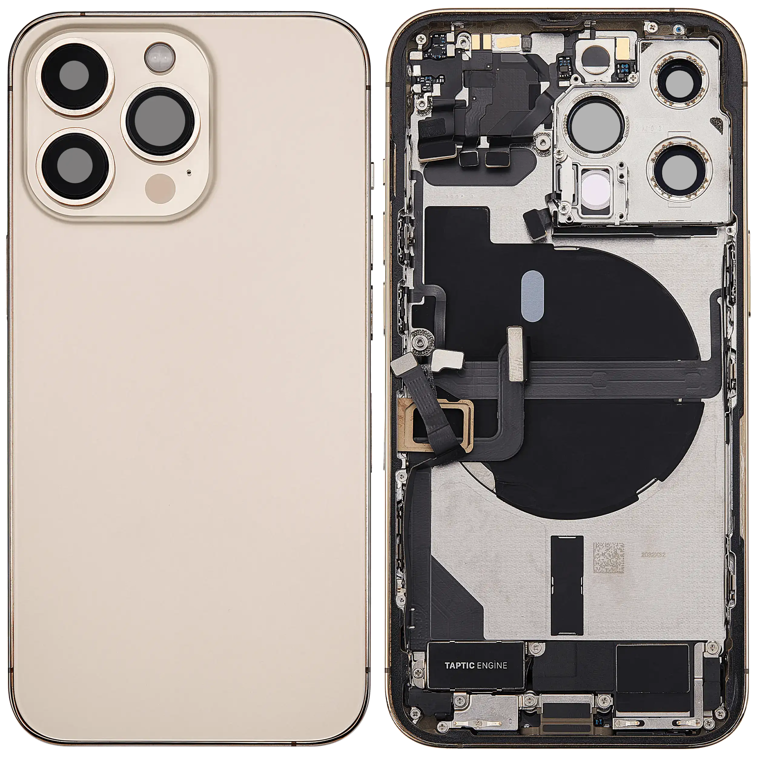 Backcover/Rahmen mit Ladebuchse Flex & Small Parts für iPhone 13 Pro (EU / Global Version) (gebrauchter OEM-Ausbau, Qualität A) (Gold)