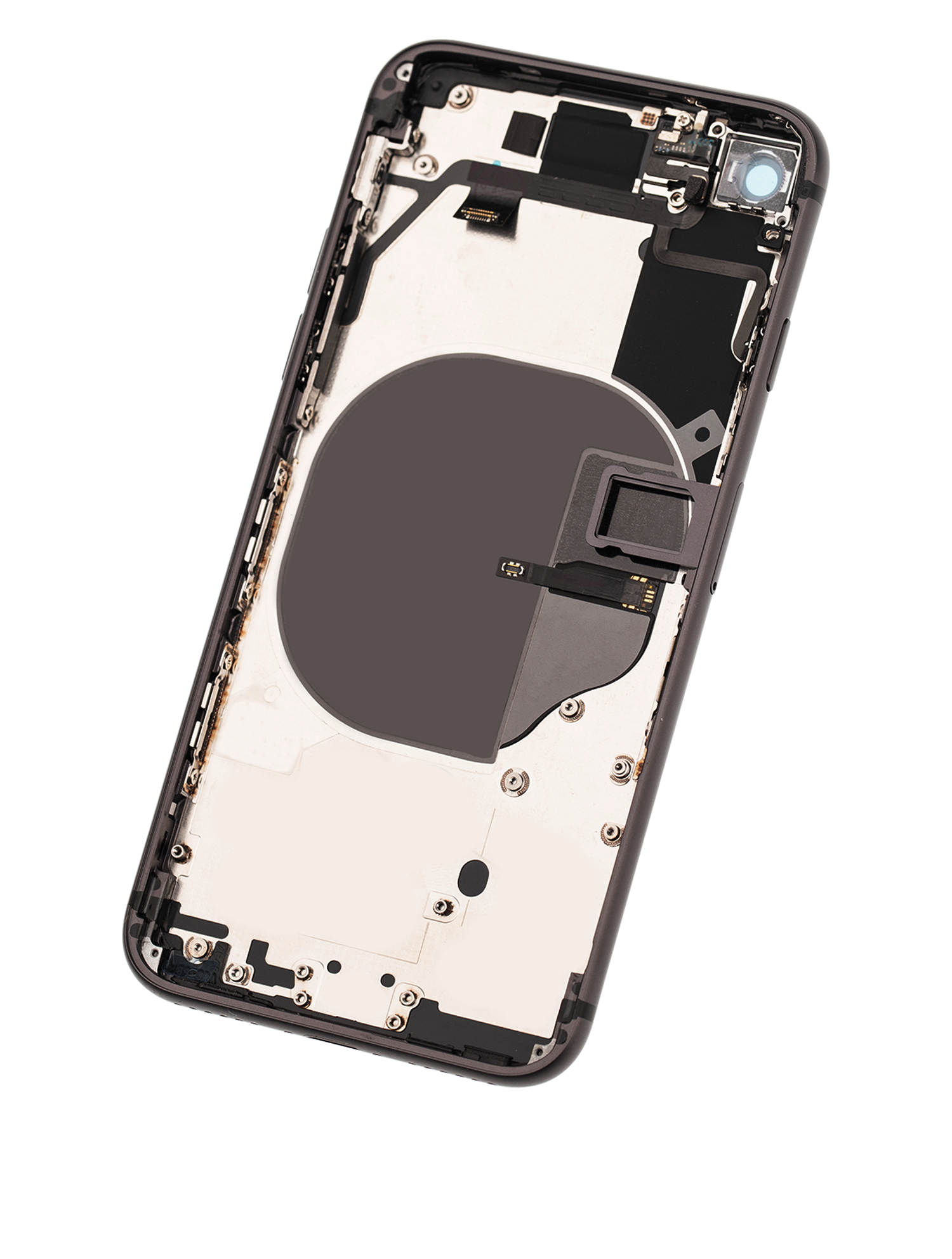Backcover/Rahmen mit Small Components Pre-Installed für iPhone 8 (gebrauchter OEM-Ausbau, Qualität B) (Space Grau)