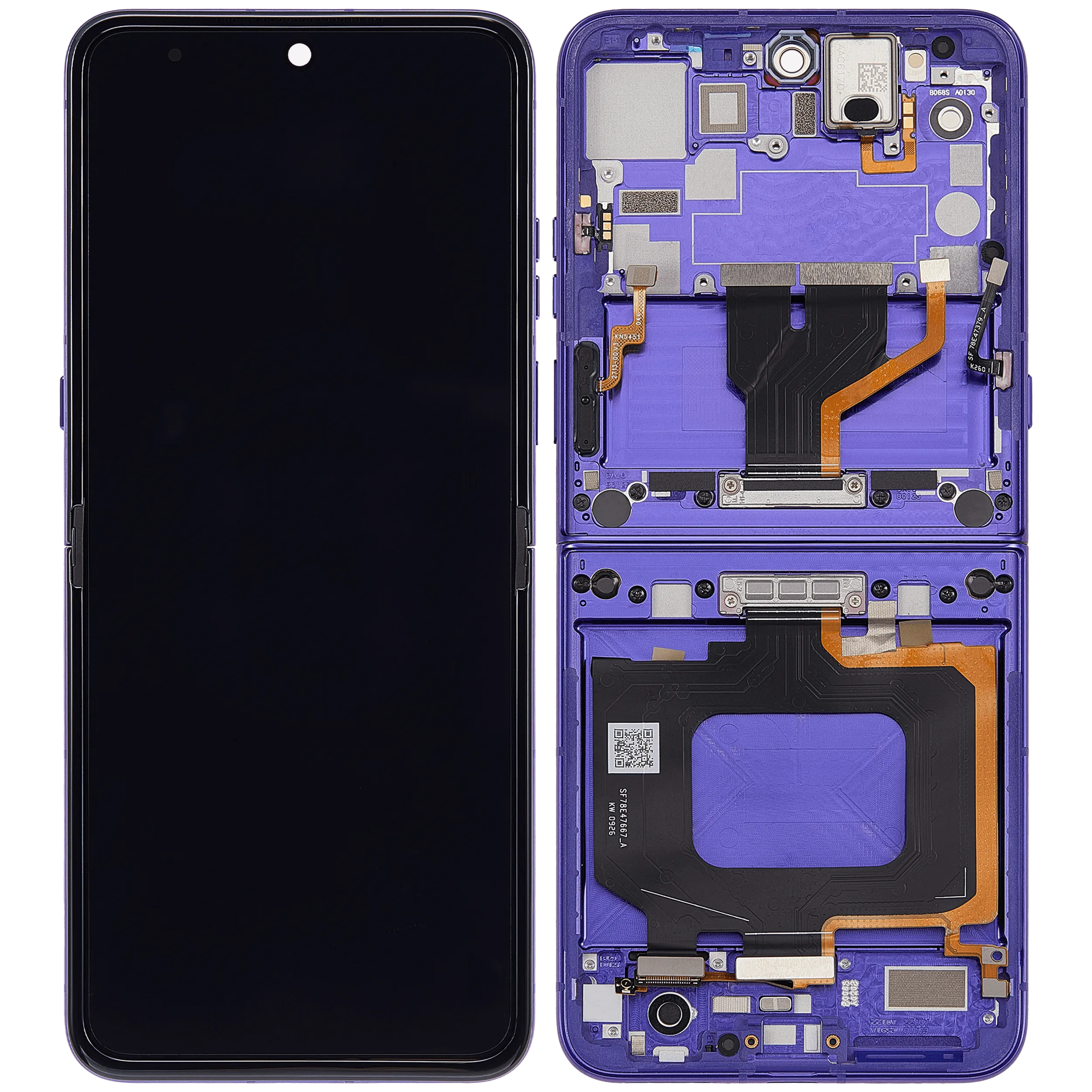 OLED-Display mit Rahmen für Motorola Razr Ultra 2026 / Razr 70 Ultra (XT2655 / 2026) (Refurbished) (Orient Blue)