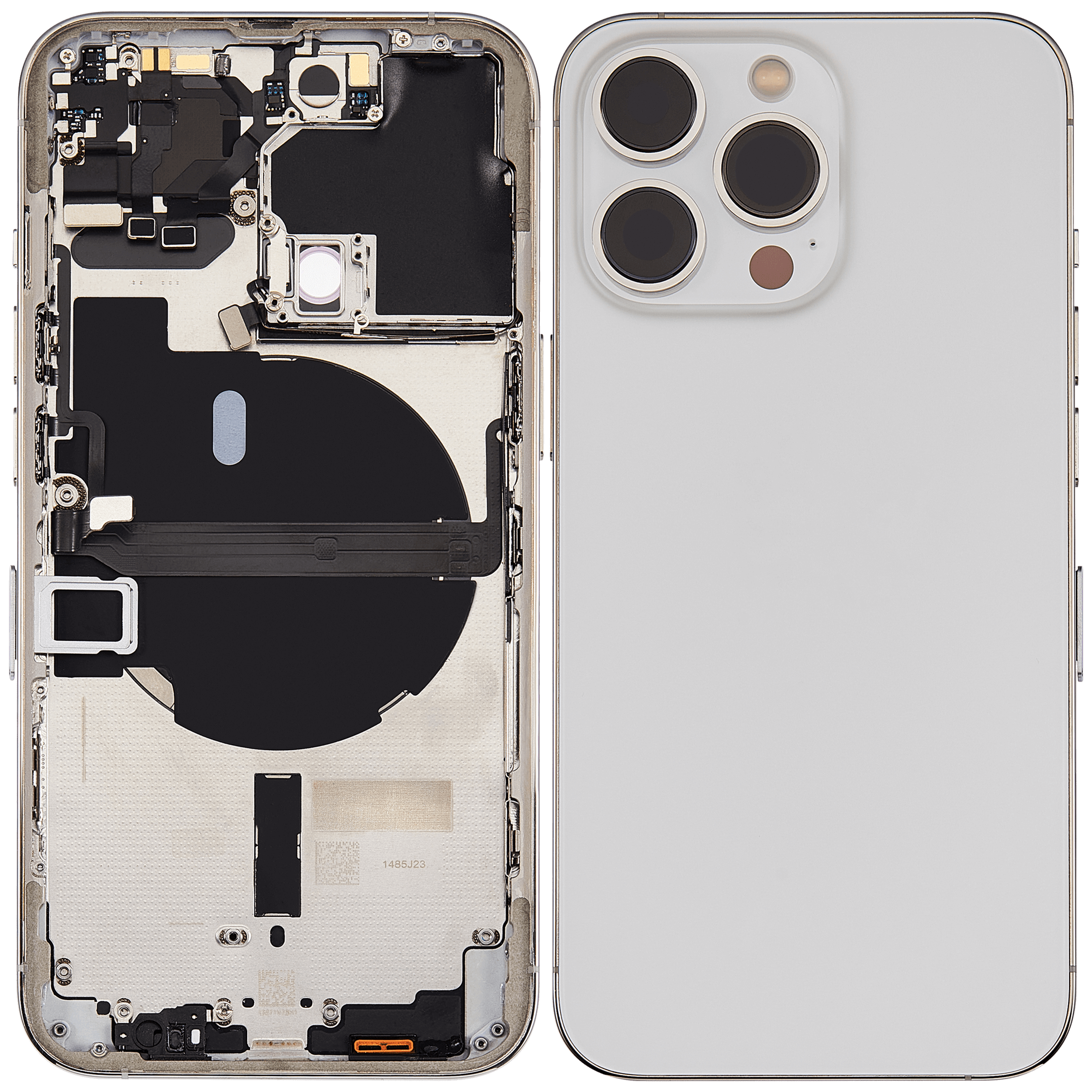Backcover/Rahmen mit Small Parts für iPhone 13 Pro (EU / Global Version) (gebrauchter OEM-Ausbau, Qualität B) (Silber)