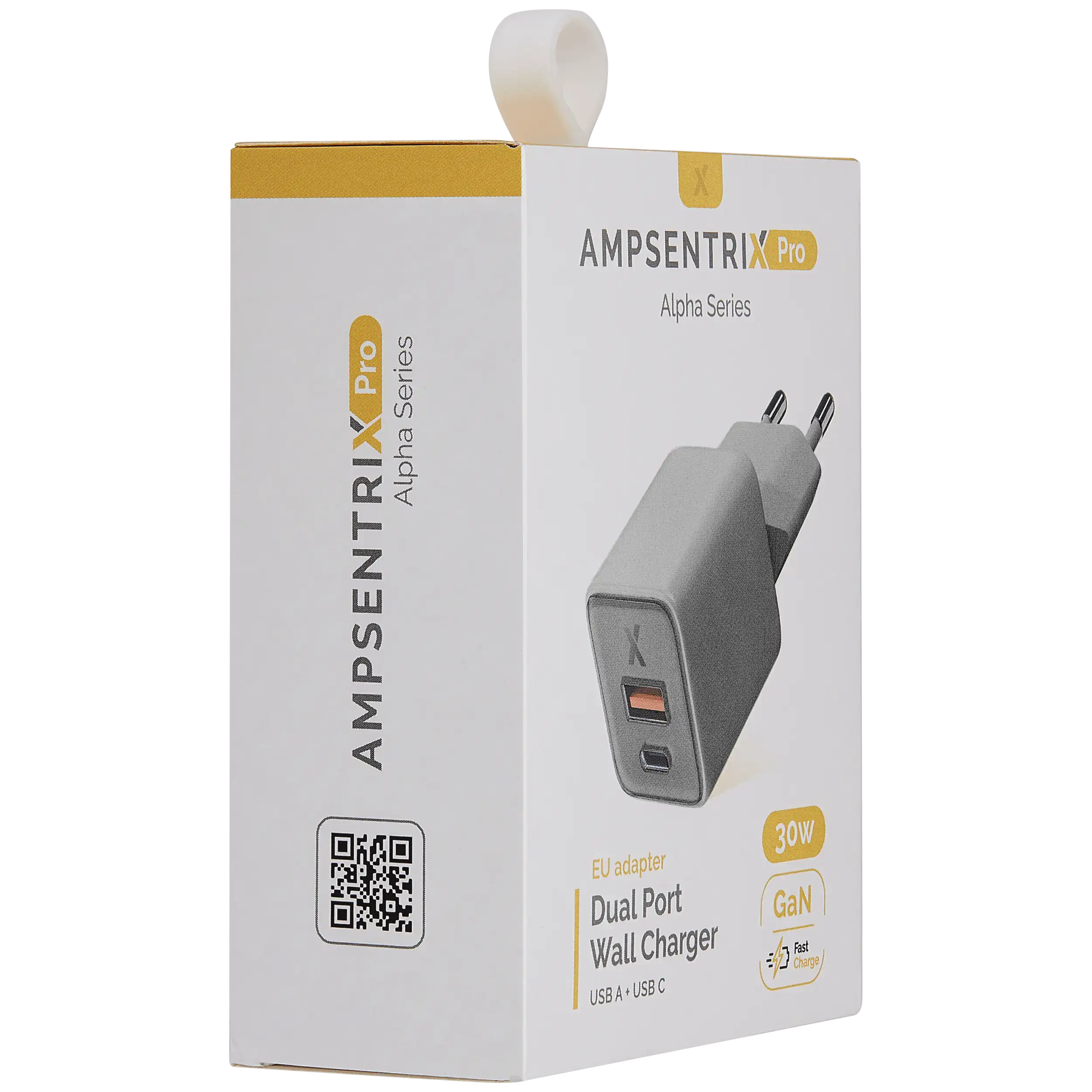 AmpSentrix Pro 30W 2-in-1 USB-C / USB-A GaN Wall Adapter (220V / EU Plug) (Natural Titanium)