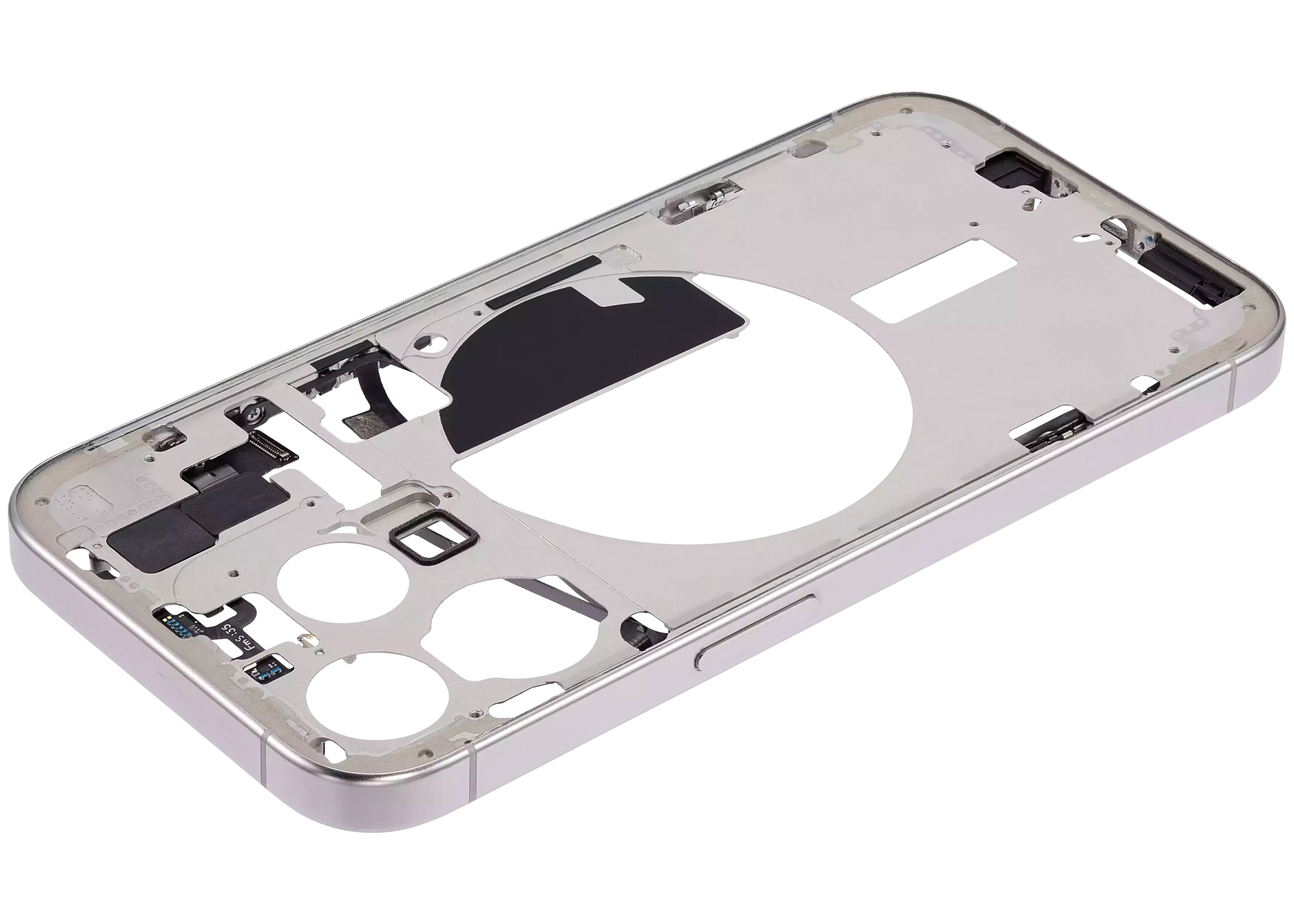Midframe/Rahmen mit Small Parts für iPhone 15 Pro (EU / Global Version) (Aftermarket Plus) (Weiß Titanium)