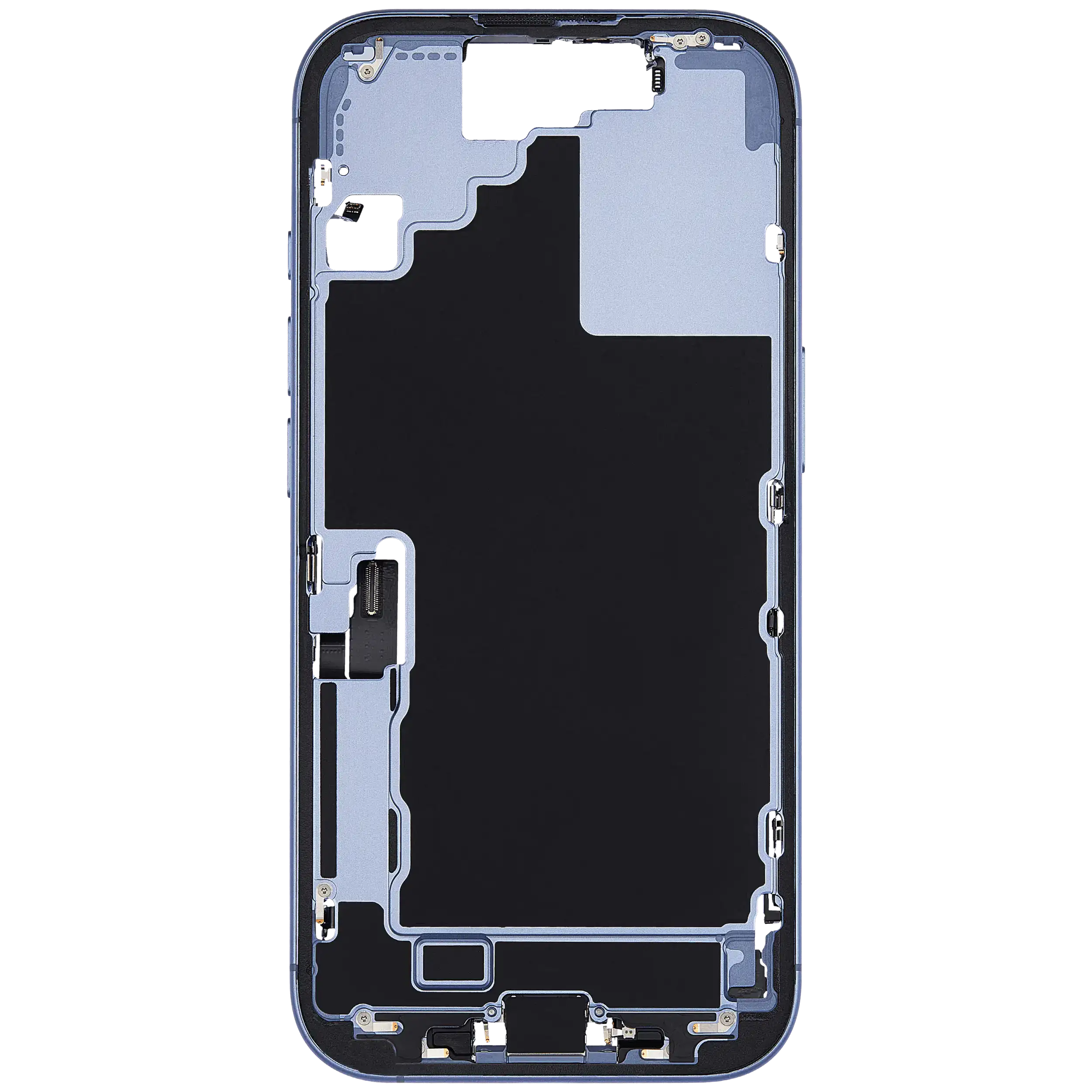 Midframe/Rahmen mit Ladebuchse Flex & Small Parts für iPhone 17 (EU / Global Version) (gebrauchter OEM-Ausbau, Qualität A) (Mist Blue)