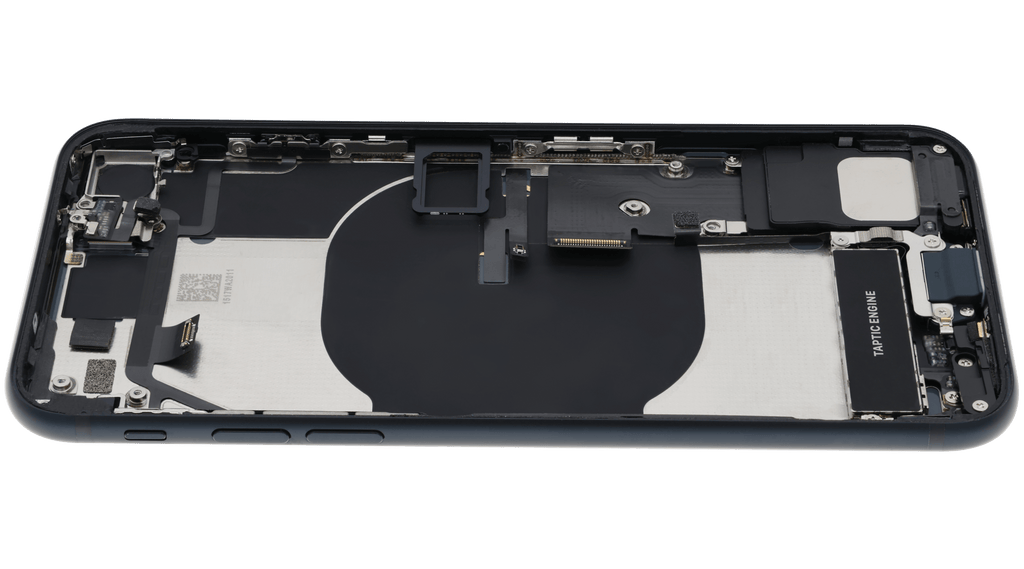 Backcover/Rahmen mit Ladebuchse Flex and Small Components Pre-Installed für iPhone SE (2022) (gebrauchter OEM-Ausbau, Qualität B) (Midnight)