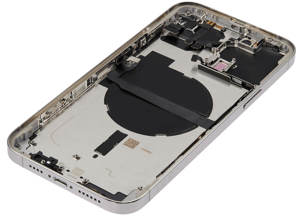 Backcover/Rahmen mit Small Parts für iPhone 13 Pro Max (EU / Global Version) (gebrauchter OEM-Ausbau, Qualität B) (Silber)
