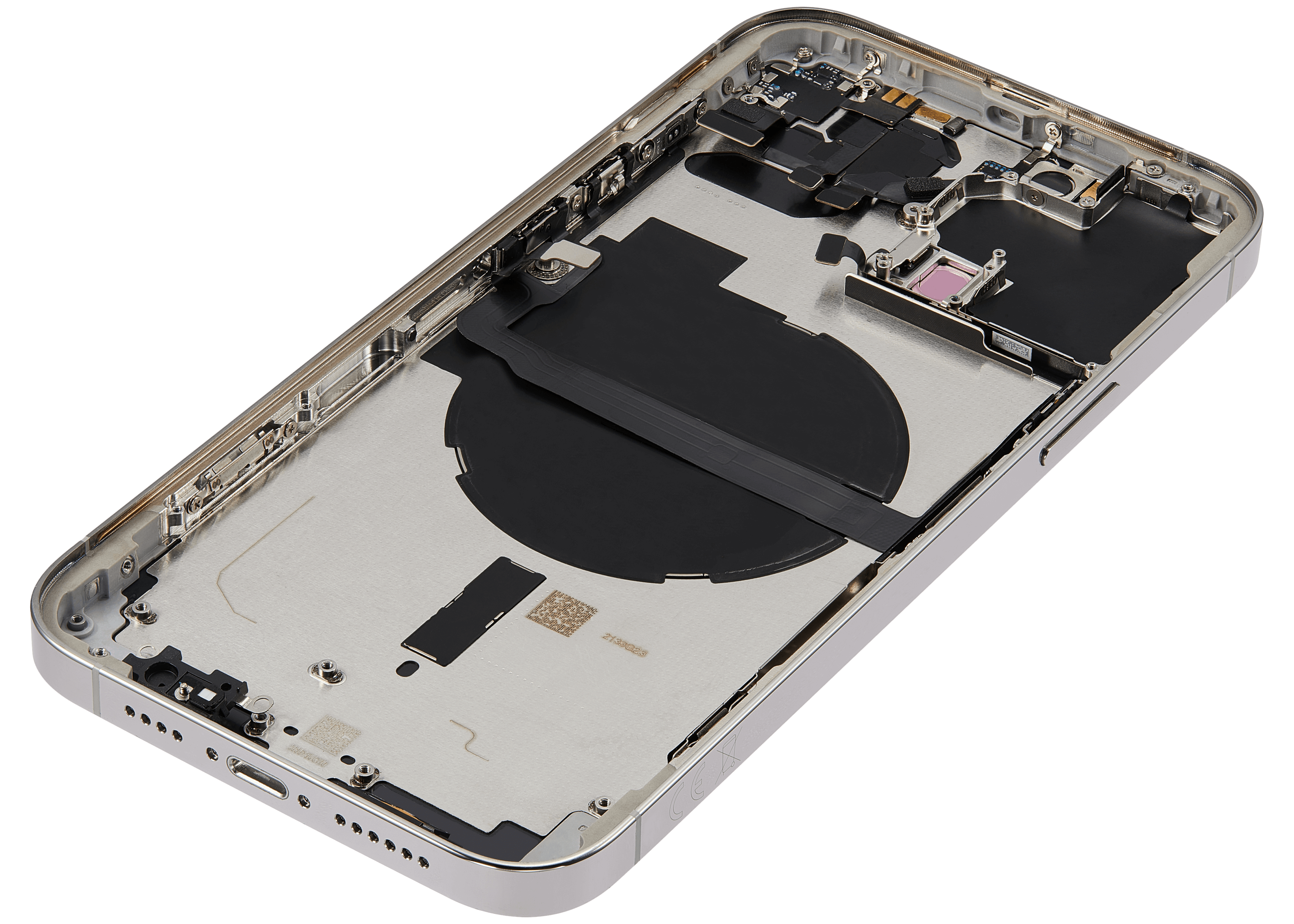 Backcover/Rahmen mit Small Parts für iPhone 13 Pro Max (EU / Global Version) (gebrauchter OEM-Ausbau, Qualität B) (Silber)