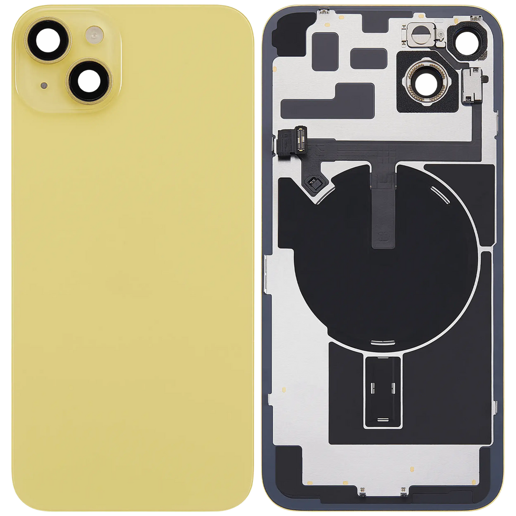 Backcover mit MagSafe Magnet & NFC & Blitz-Flexkabel für iPhone 14 Plus (gebrauchter OEM-Ausbau, Qualität A) (Gelb)