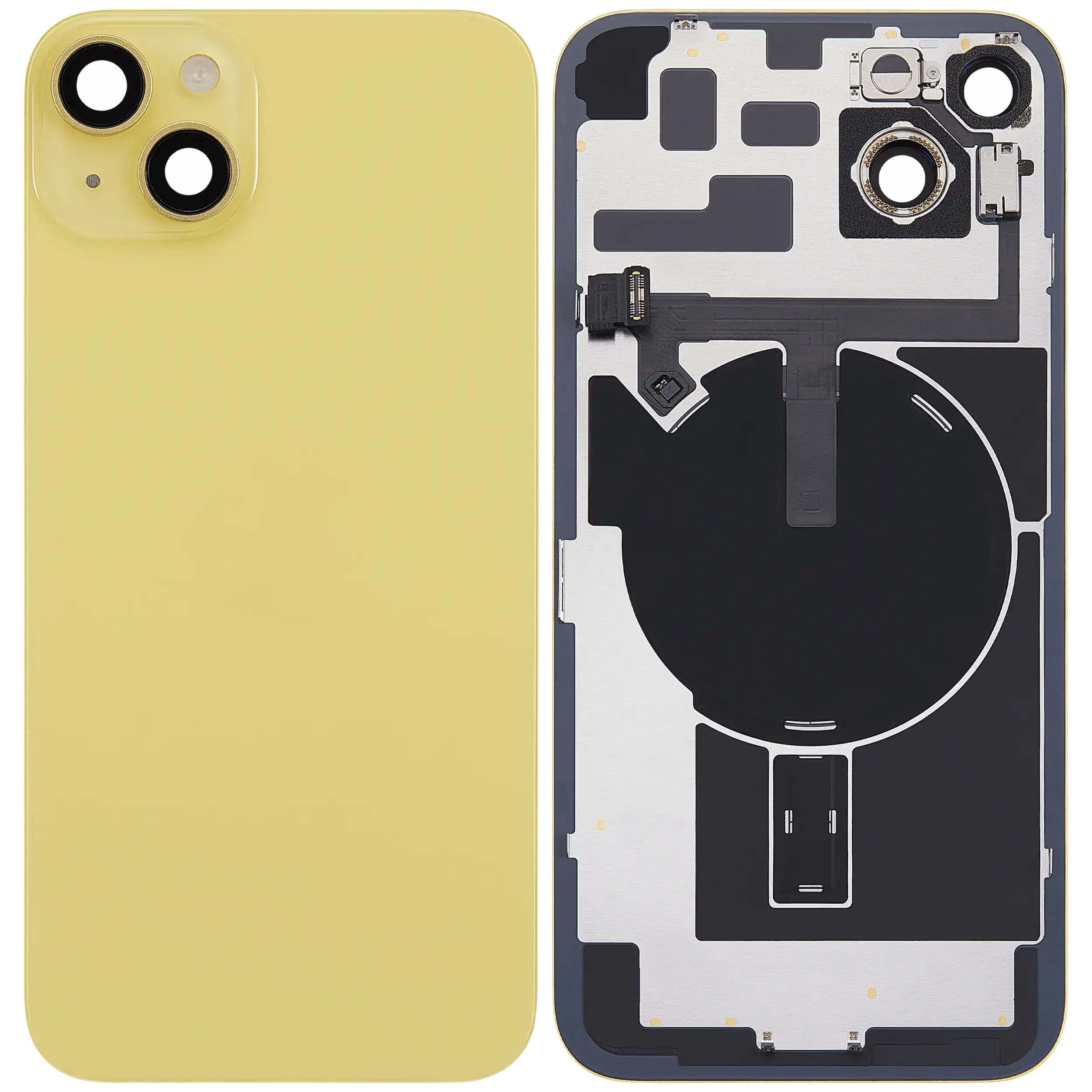 Backcover mit MagSafe Magnet & NFC & Blitz-Flexkabel für iPhone 14 Plus (gebrauchter OEM-Ausbau, Qualität A) (Gelb)