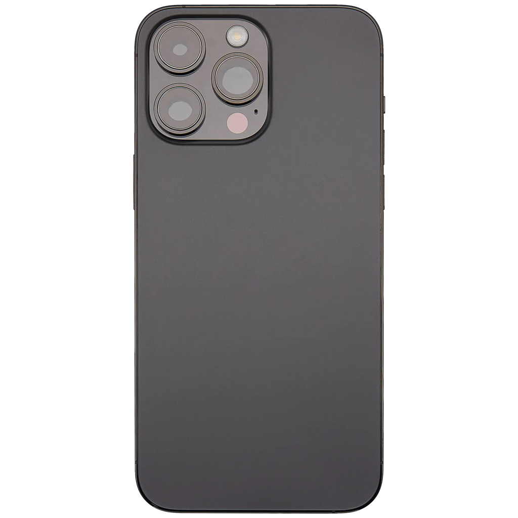 Backcover/Rahmen mit Small Parts für iPhone 14 Pro Max (EU / Global Version) (gebrauchter OEM-Ausbau, Qualität C) (Space Schwarz)