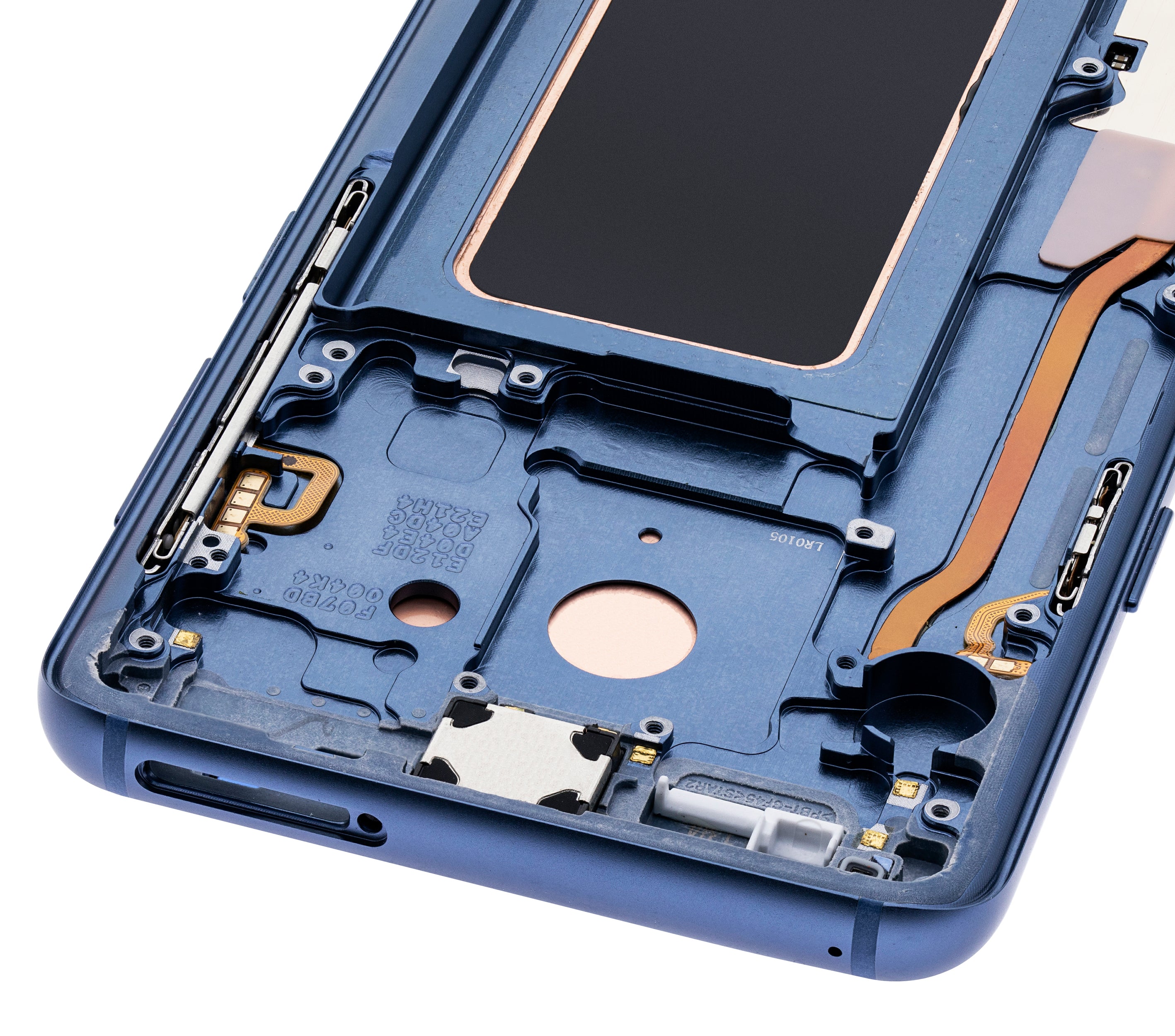 OLED-Display mit Rahmen für Samsung Galaxy S9 Plus (gebrauchter OEM-Ausbau, Qualität B/C) (Coral Blau)