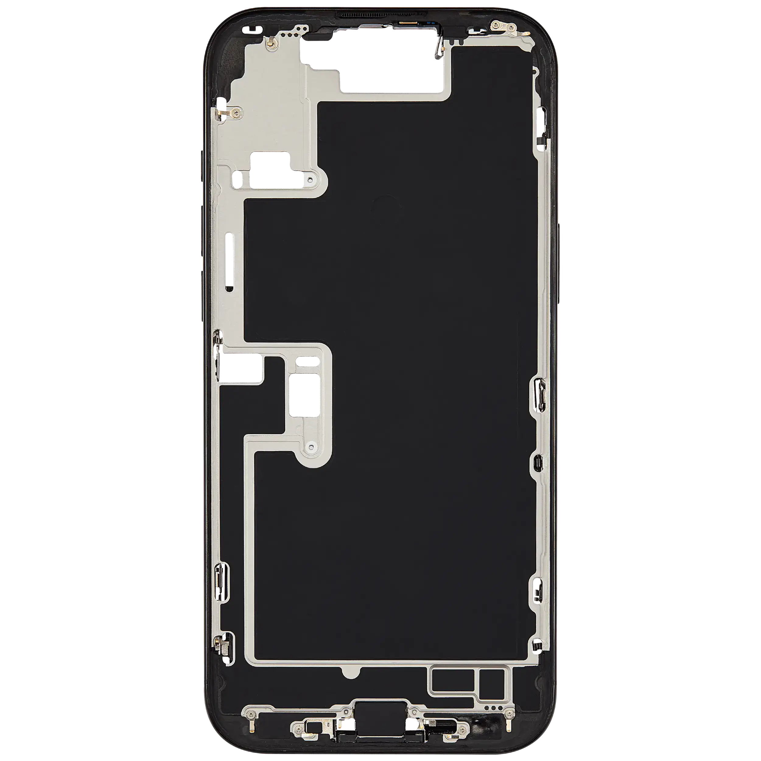 Midframe/Rahmen mit Ladebuchse Flex & Small Parts für iPhone 16 Pro Max (EU / Global Version) (gebrauchter OEM-Ausbau, Qualität C) (Schwarz Titanium)