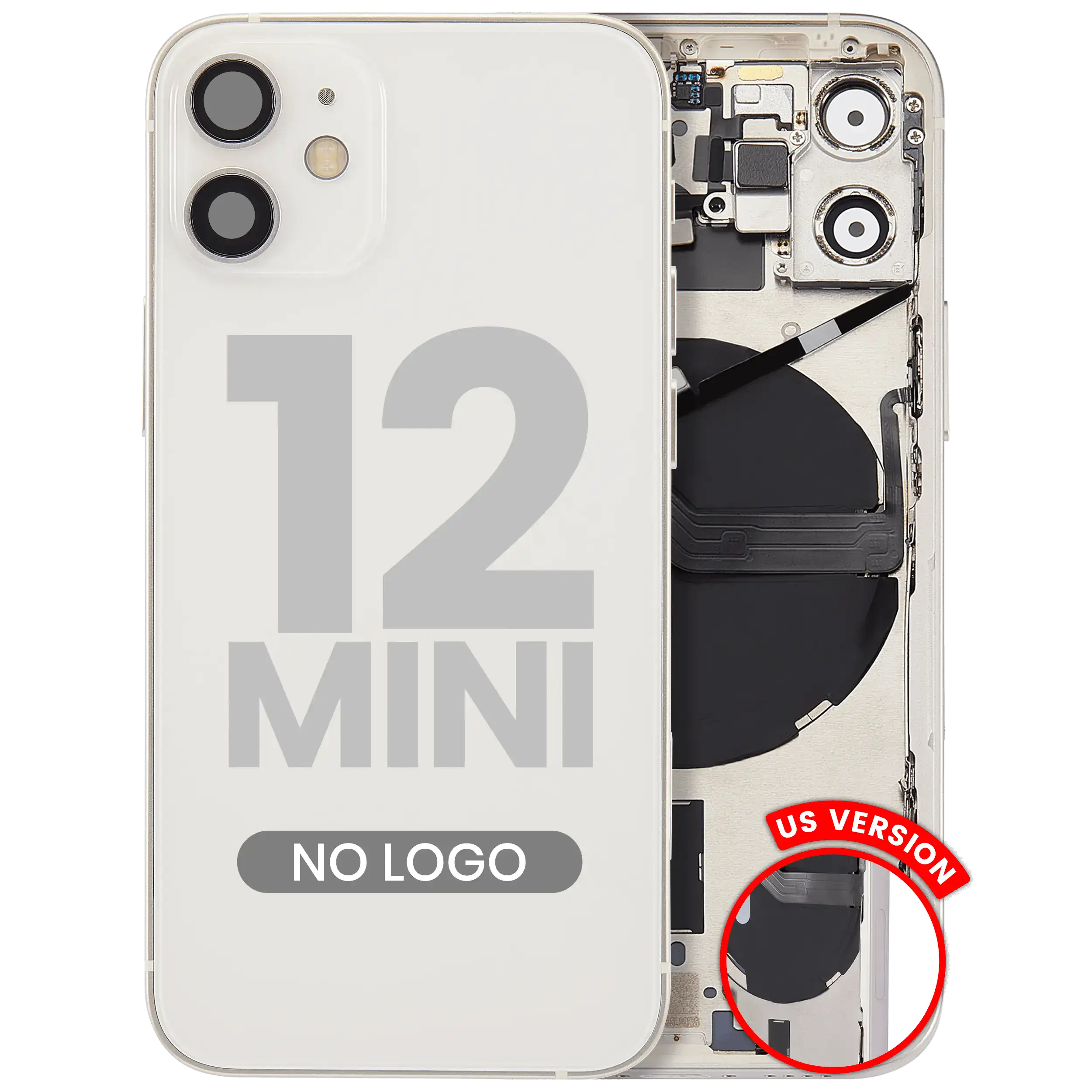 Backcover/Rahmen mit Kleinteilen für iPhone 12 Mini Weiß Aftermarket Plus