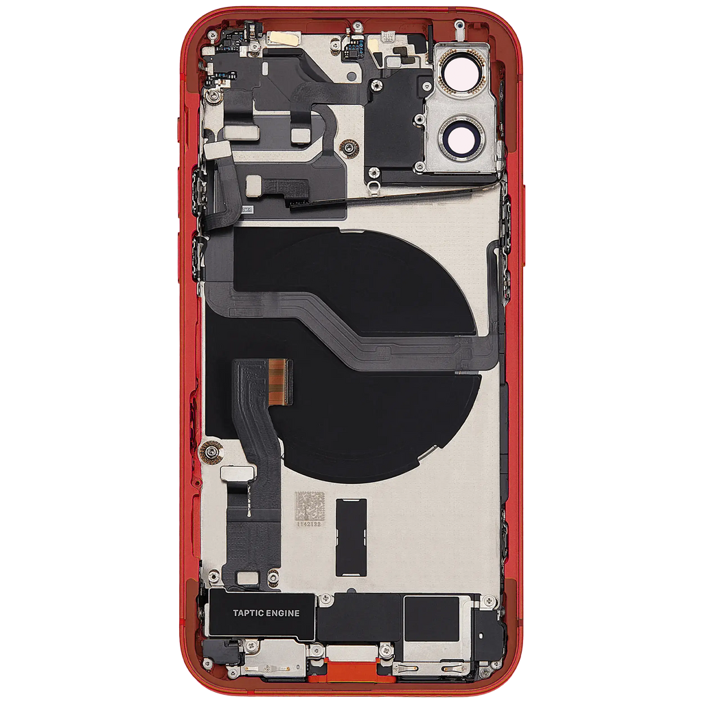 Backcover/Rahmen mit Ladebuchse Flex & Small Parts für iPhone 12 (EU / Global Version) (gebrauchter OEM-Ausbau, Qualität C) (Rot)