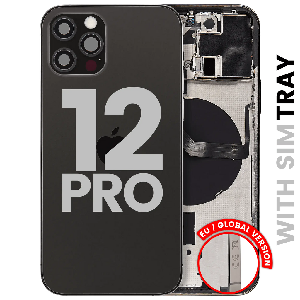 Backcover/Rahmen mit Small Parts für iPhone 12 Pro (EU / Global Version) (gebrauchter OEM-Ausbau, Qualität C) (Graphite)