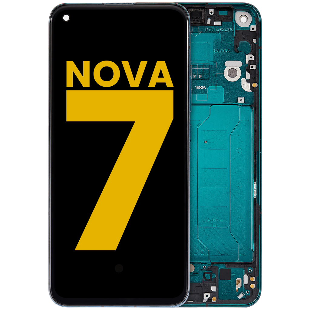 OLED-Display mit Rahmen Compatible für Huawei Nova 7 (2020) (Refurbished) (Forest Green)