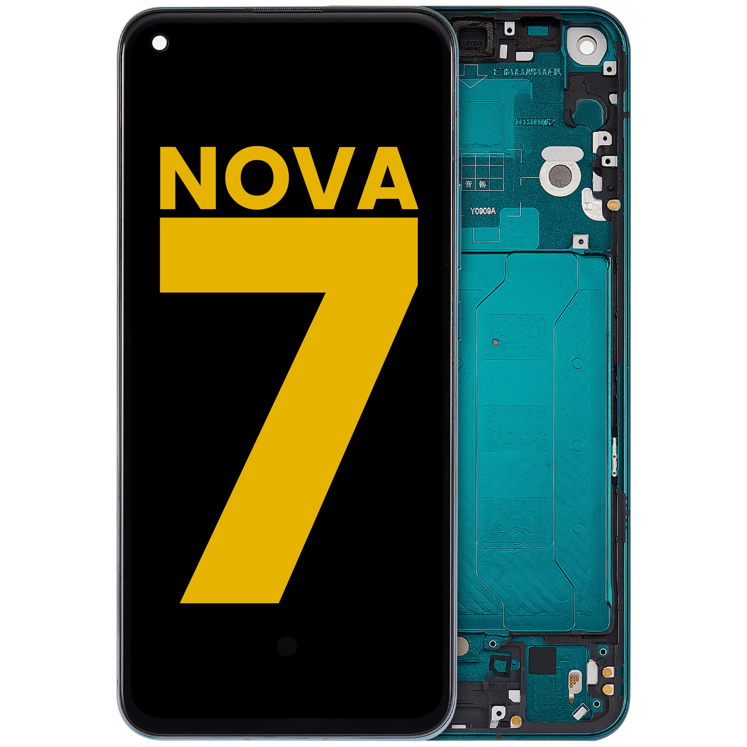 OLED-Display mit Rahmen Compatible für Huawei Nova 7 (2020) (Refurbished) (Forest Green)